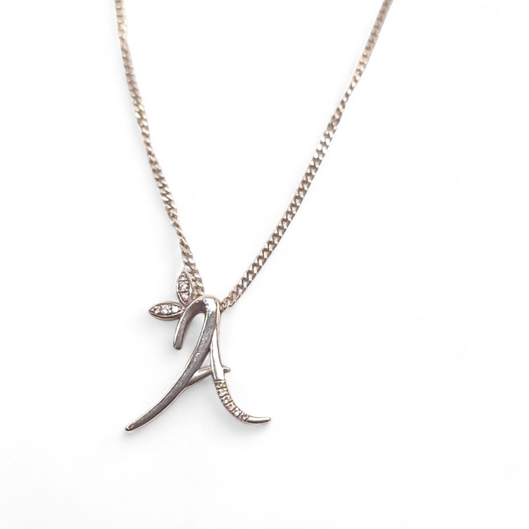 Close up image of Silver Initial A Necklace