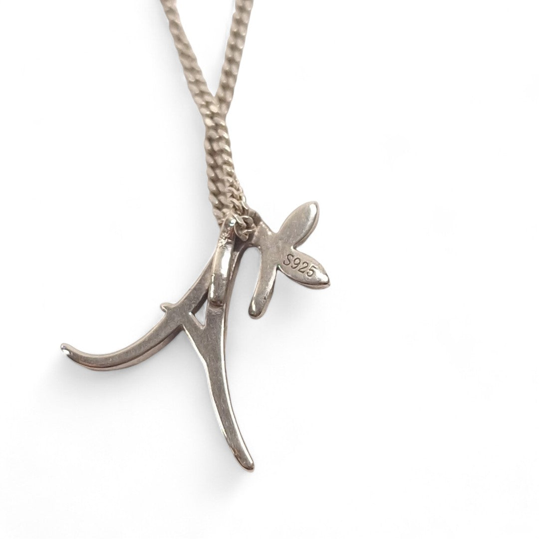 Close up image of Silver Initial A Necklace