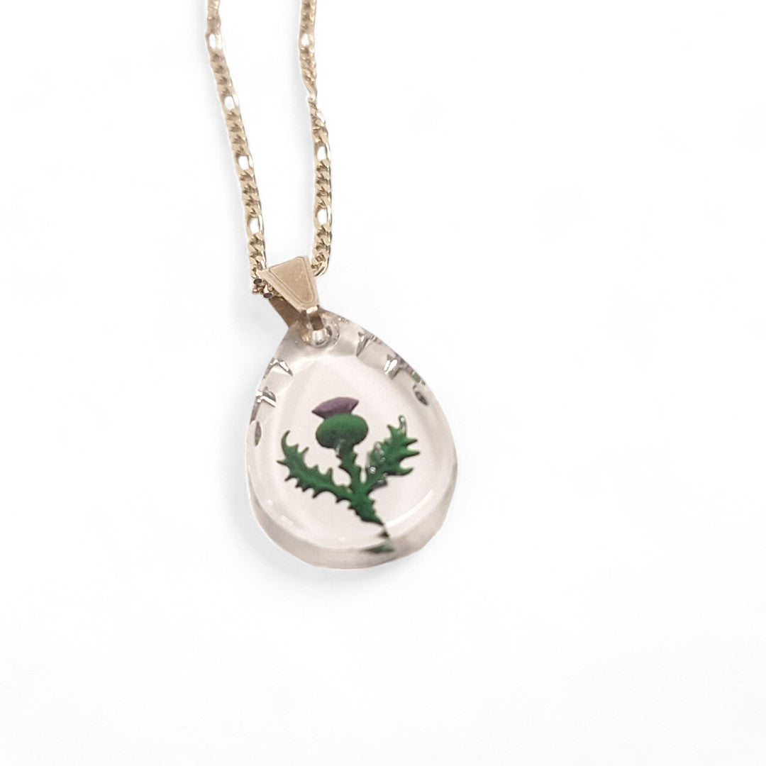 Close up image of Silver Necklace Thistle Pendant