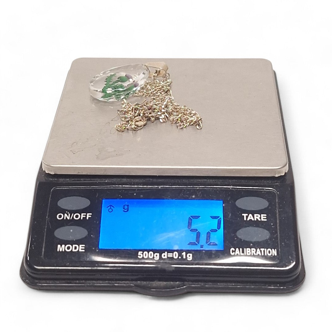 Measurement image of Silver Necklace Thistle Pendant