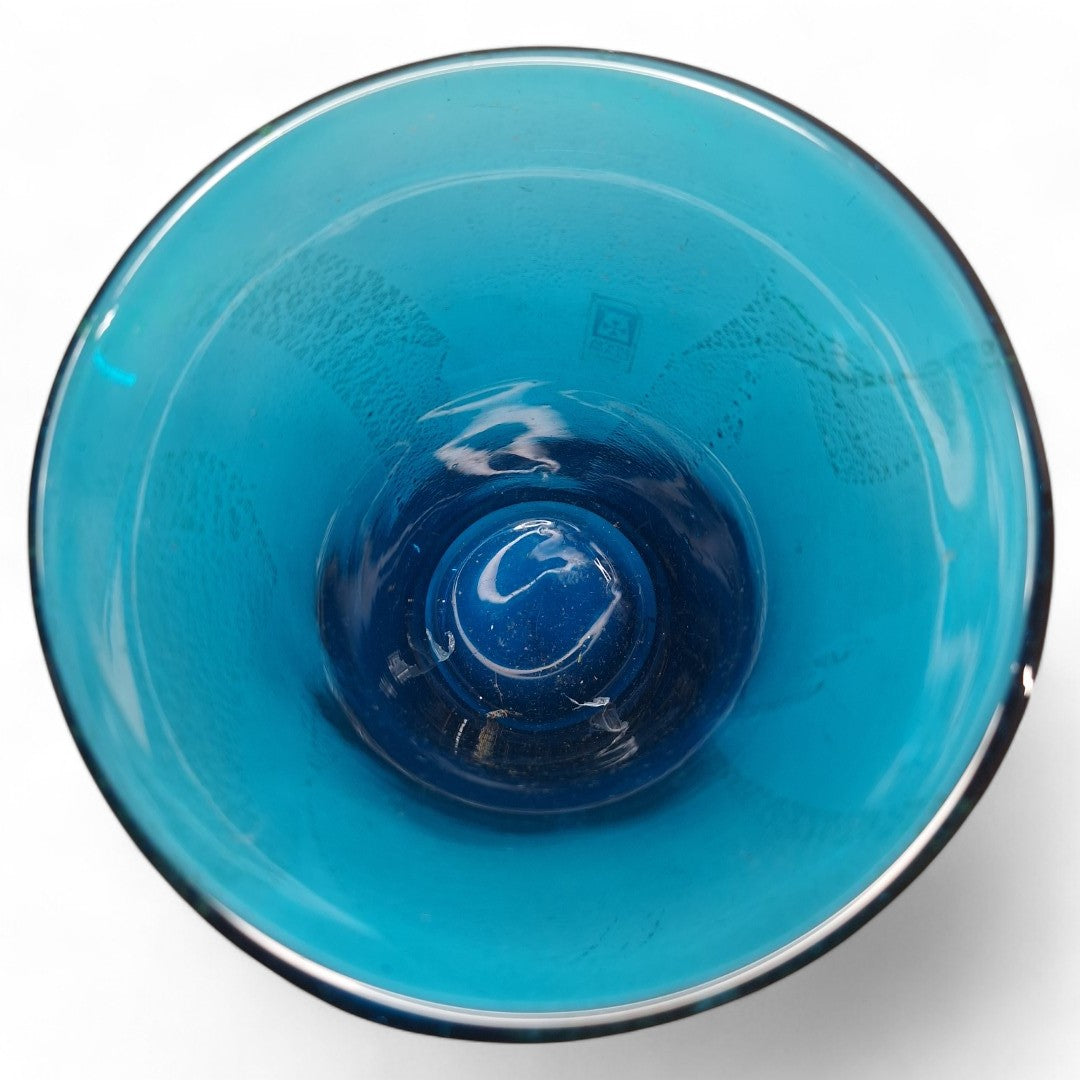 Top image of Mdina blue glass vase