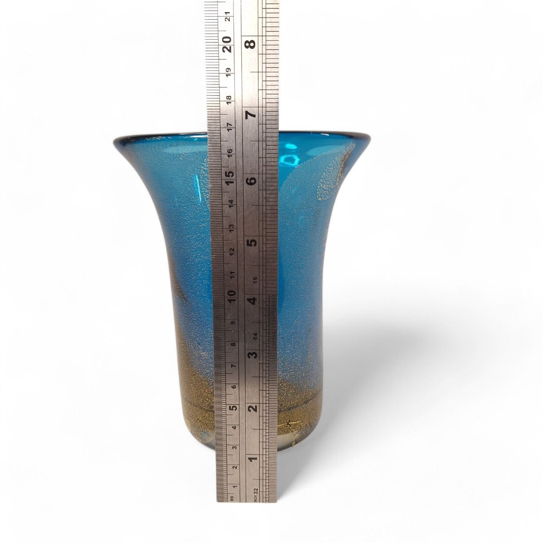 Measurement image of Mdina blue glass vase