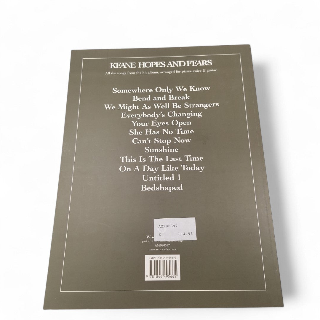 Rear image of Keane Hopes & Fears Sheet Music Book