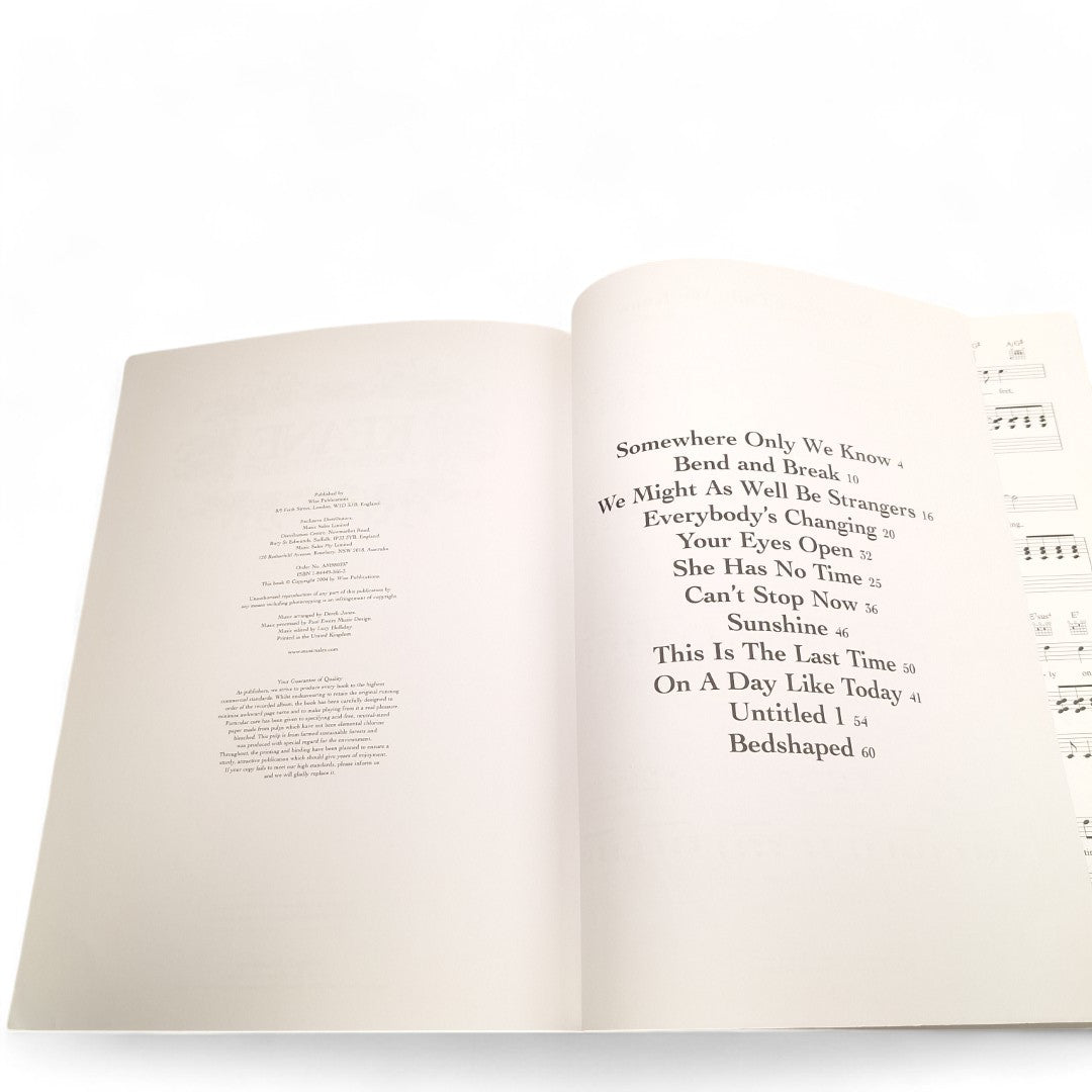 Interior image of Keane Hopes & Fears Sheet Music Book