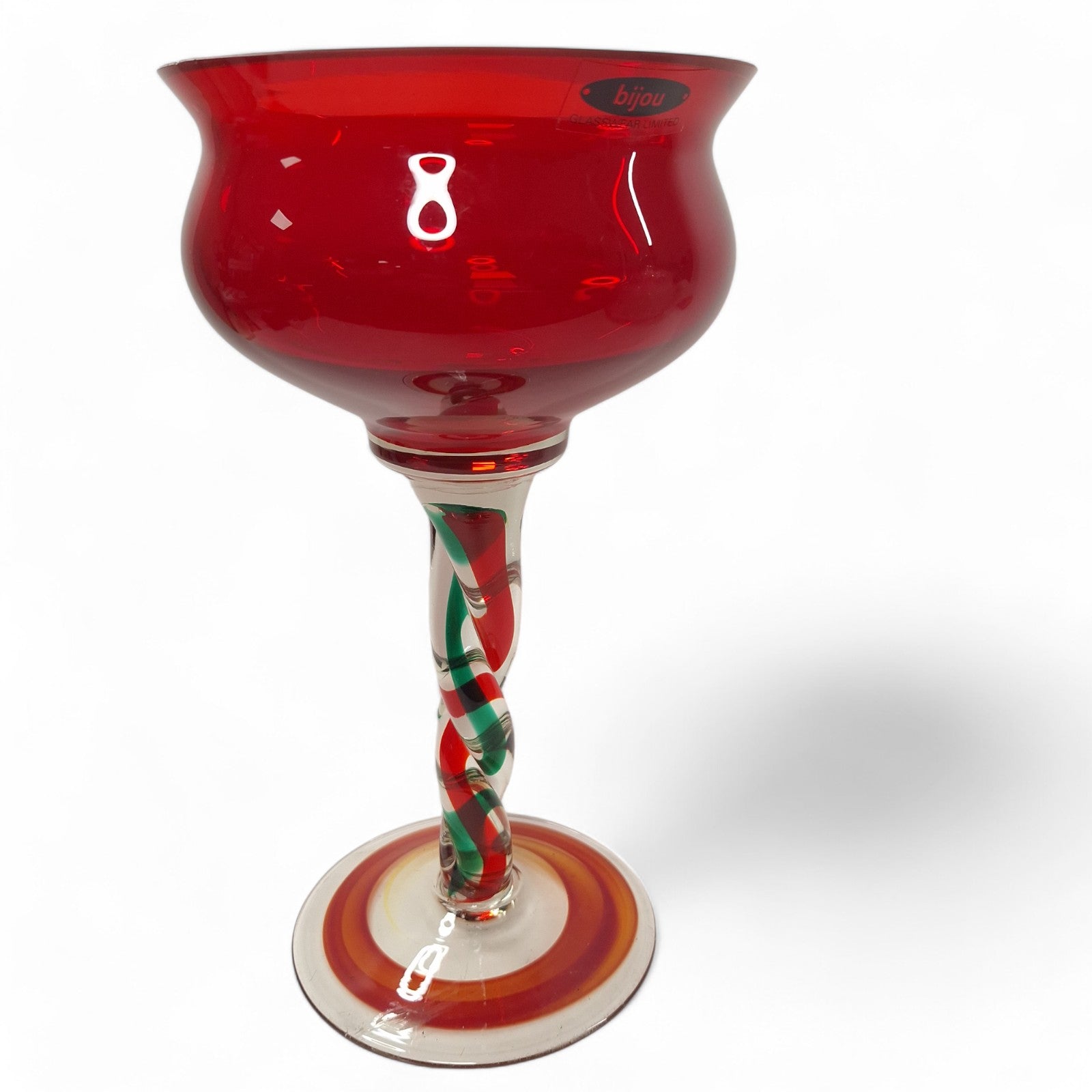 Side image of Bijou Glassware Red Glass Goblet