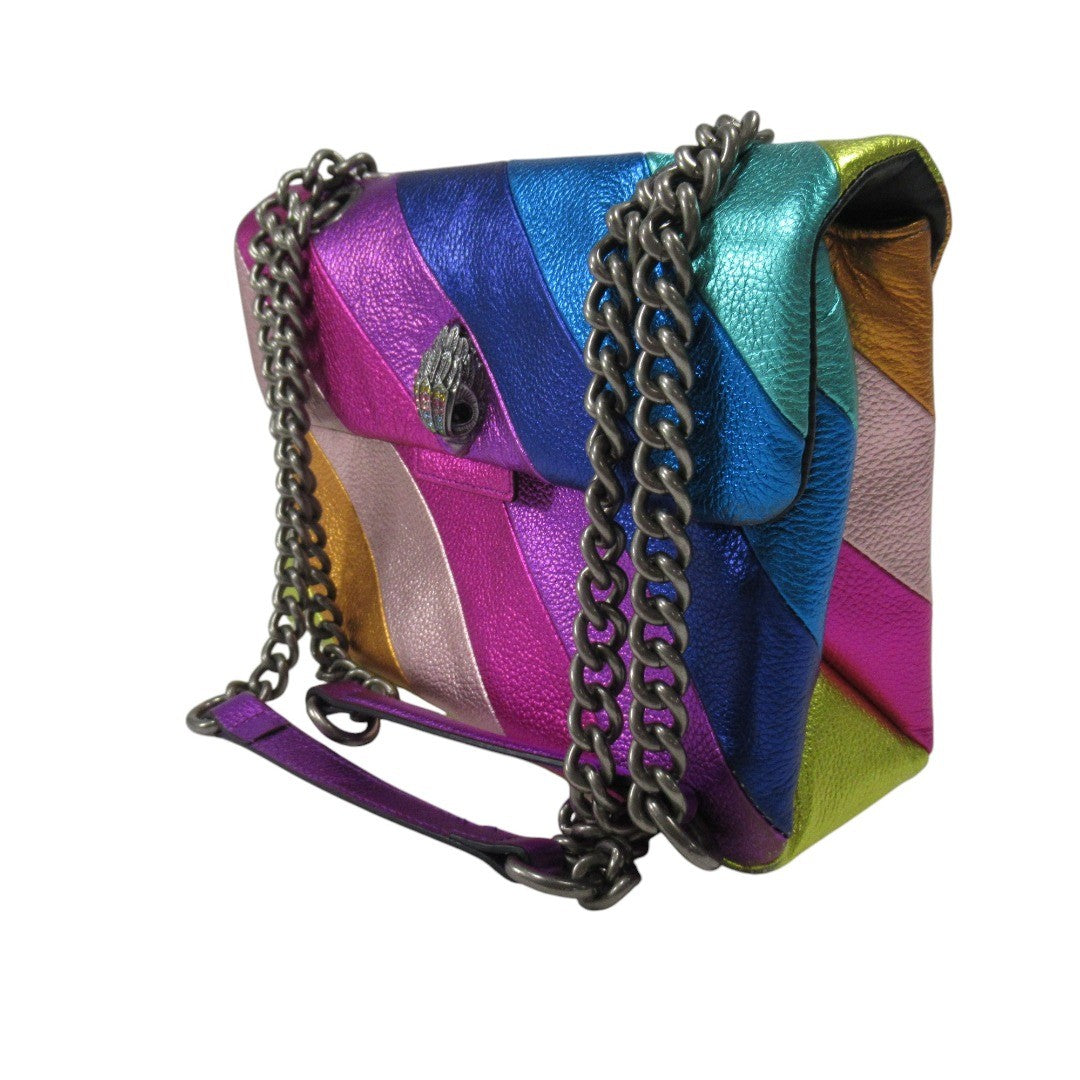 side image for Kurt Geiger Kensington Leather Rainbow Striped Handbag | Pre-loved