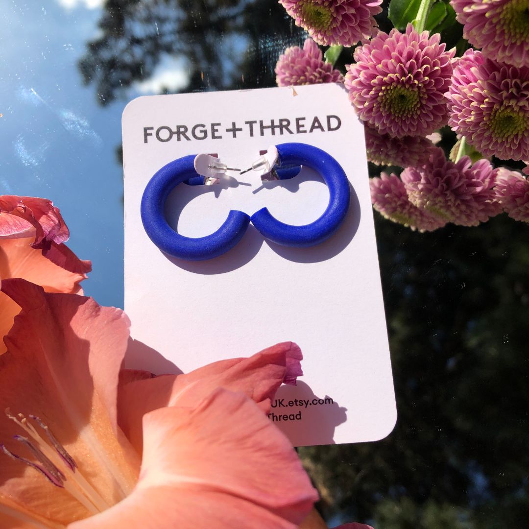 Small Blue Hoop Earrings | Forge + Thread