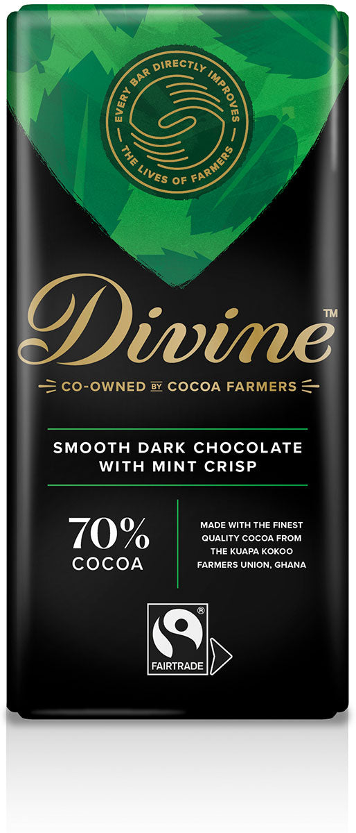 Divine Vegan Smooth Dark Chocolate with Mint Crisp Bar