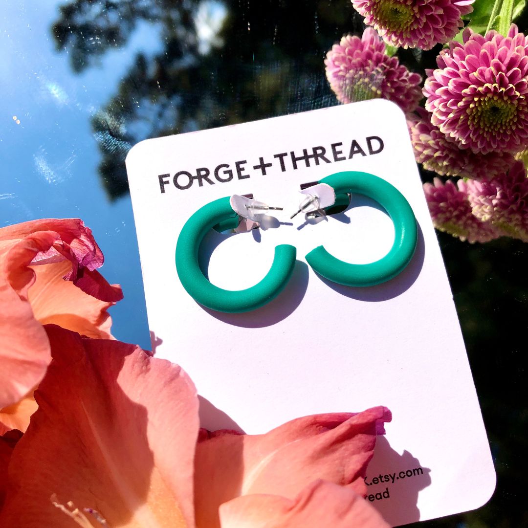 Small Turquoise Hoop Earrings | Forge + Thread