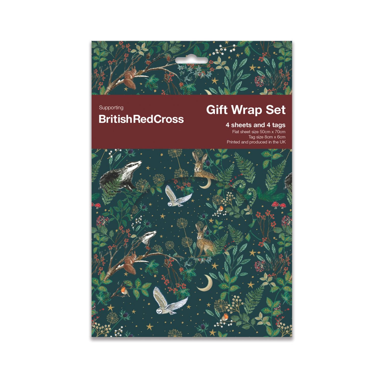 Woodland design set of gift wrap sheets and tags