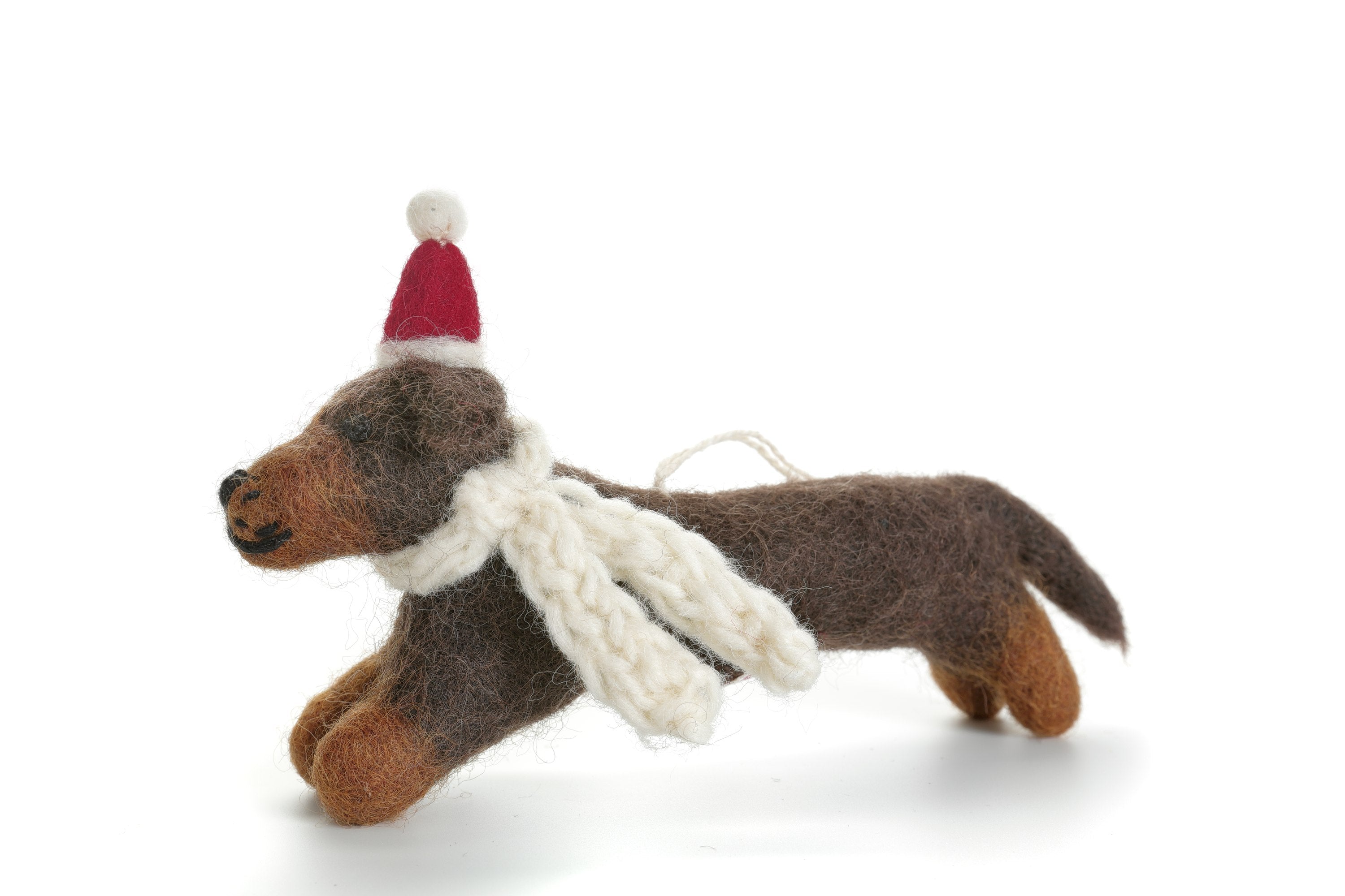 Sausage Dog with Hat & Scarf  | Handmade Christmas Decoration