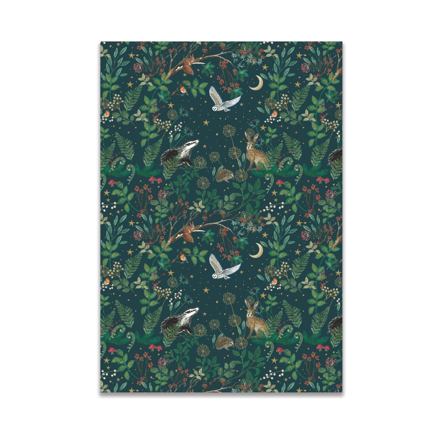 Woodland design set of gift wrap sheets and tags
