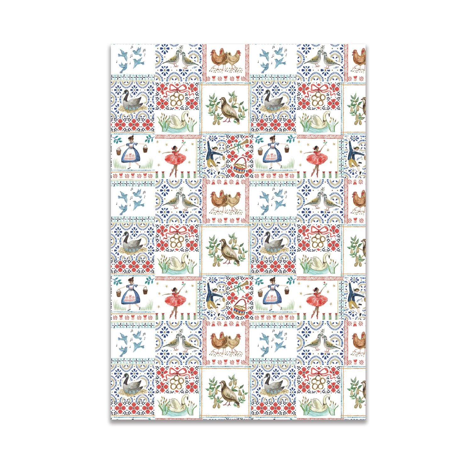 Twelve Days set of gift wrap sheets and tags