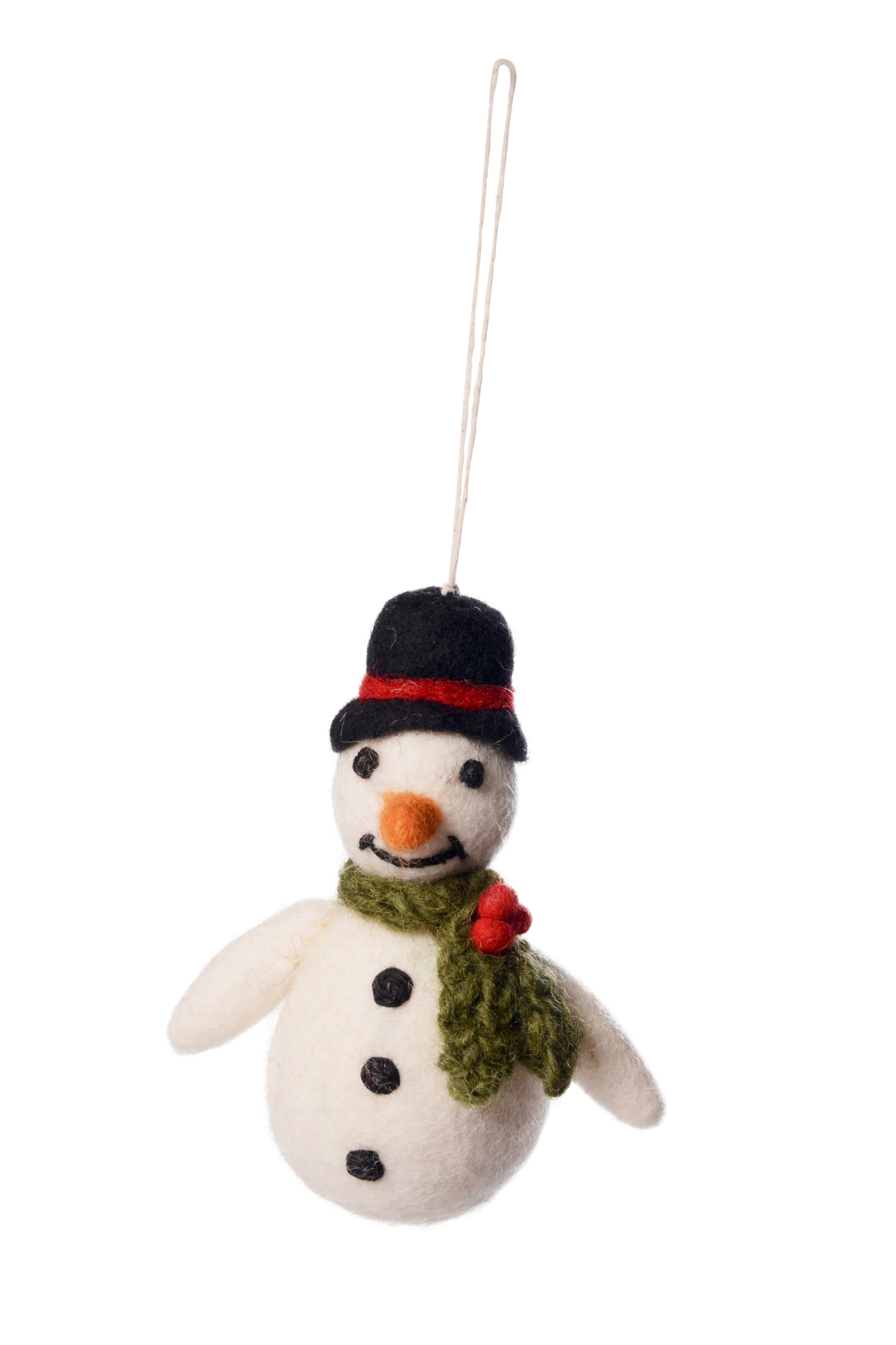 Snowman with Holly Scarf  | Handmade Christmas Decoration