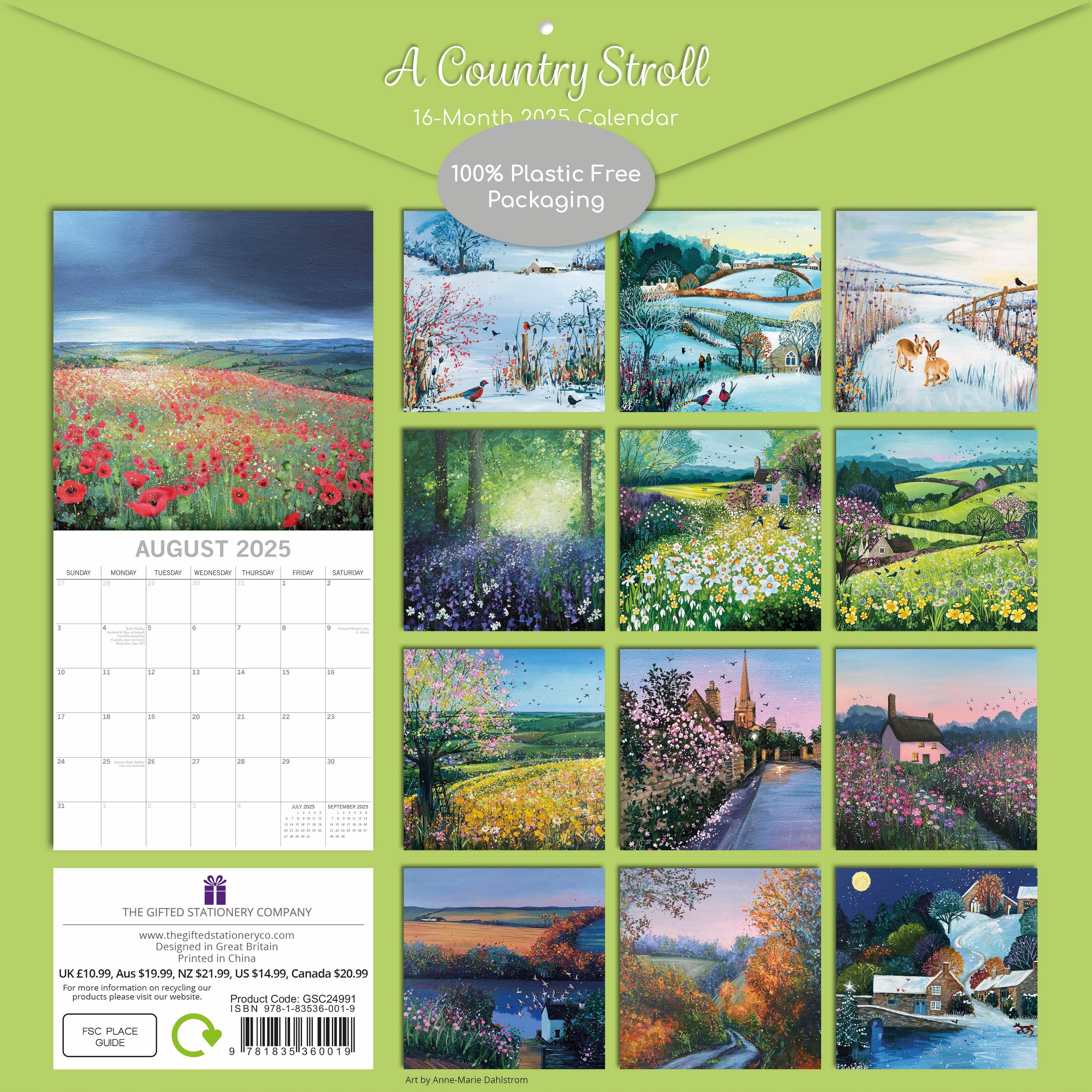 A country stroll 2025 square wall calendar