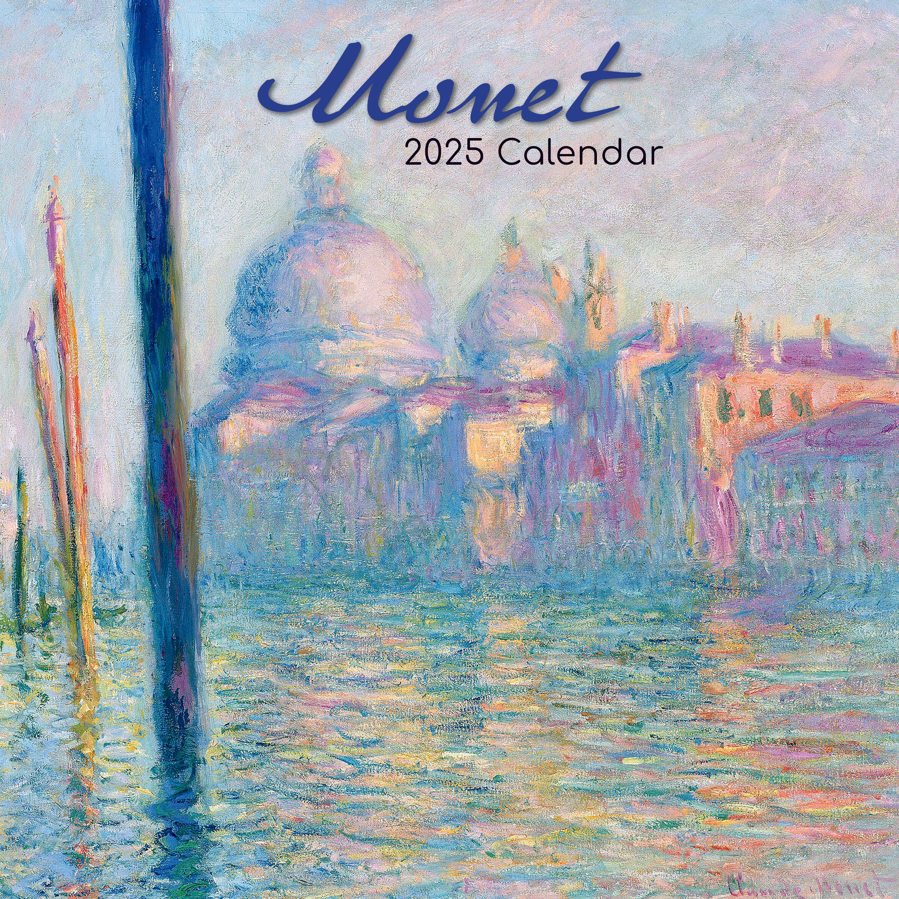 Front image of Monet 2025 square wall calendar showing an image of a Monet painting