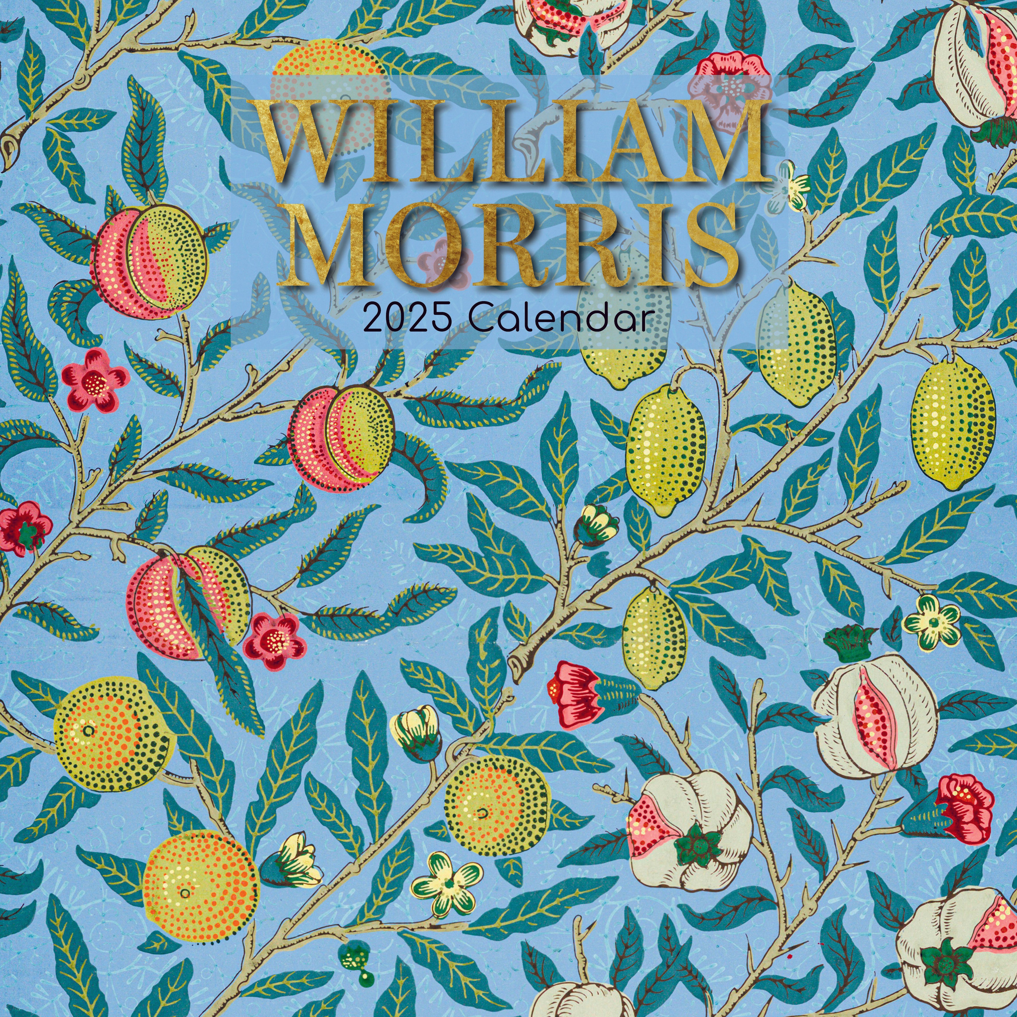 Front image of William Morris 2025 square wall calendar showing William Morris print