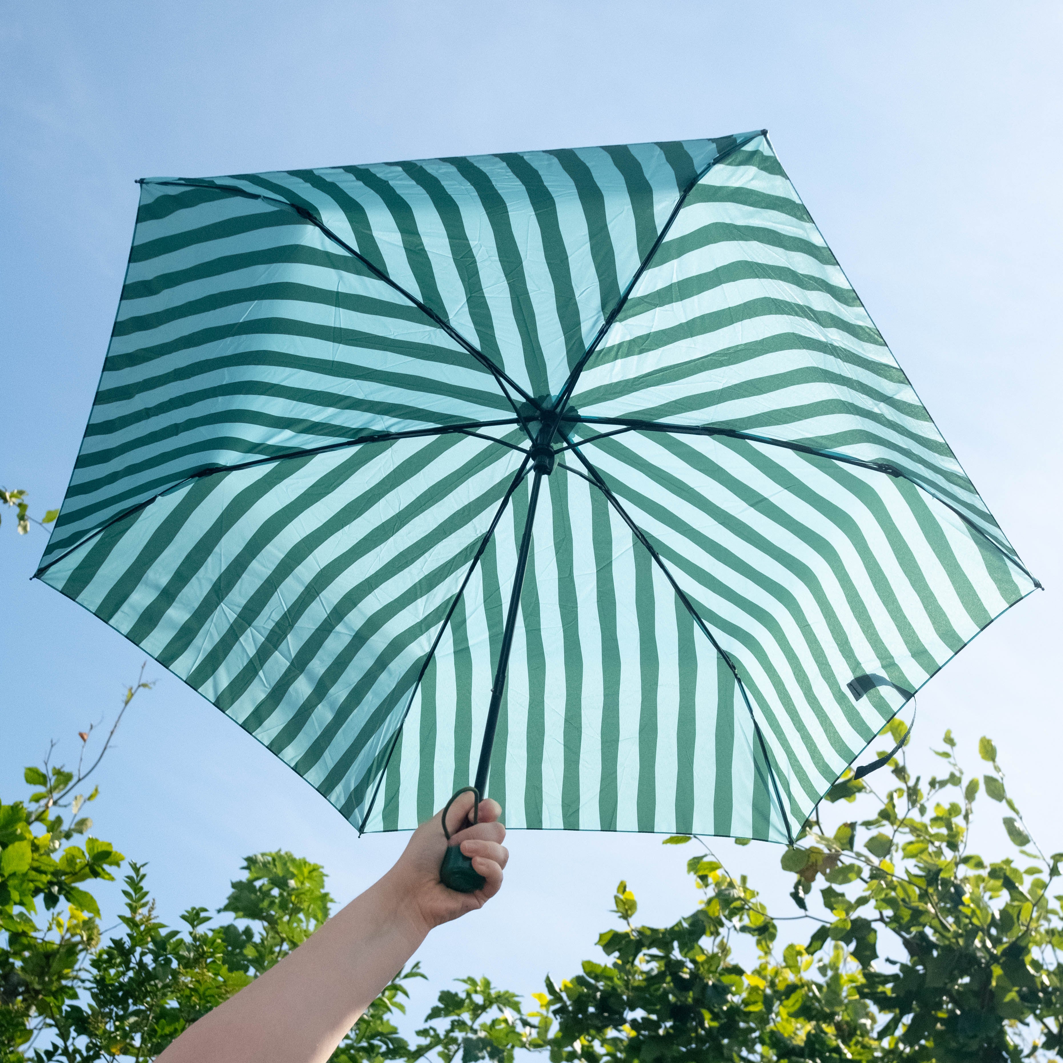 Blue/Green striped umbrella
