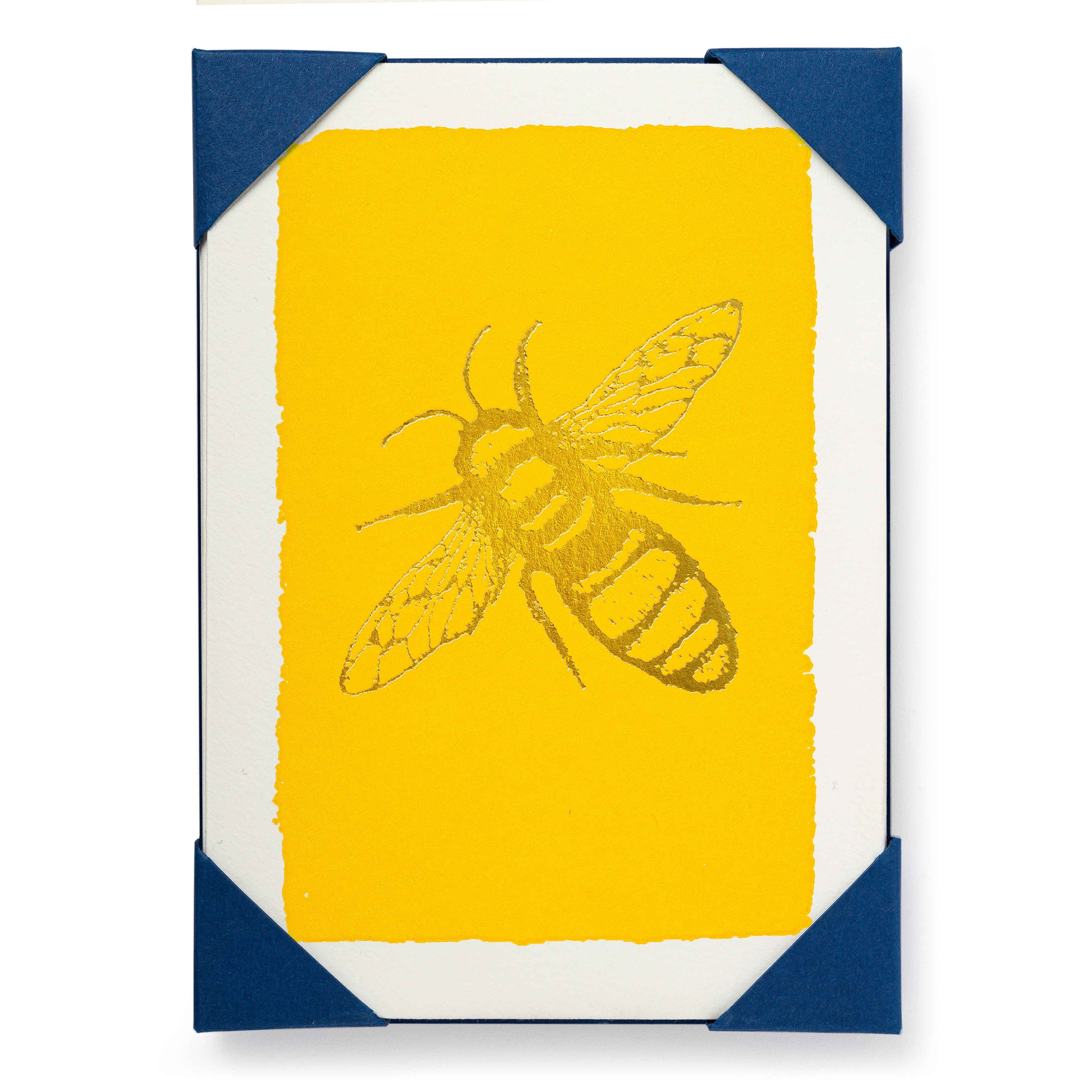 Gold Bee- 5 pack Letterpress Greeting Cards-  Archivist