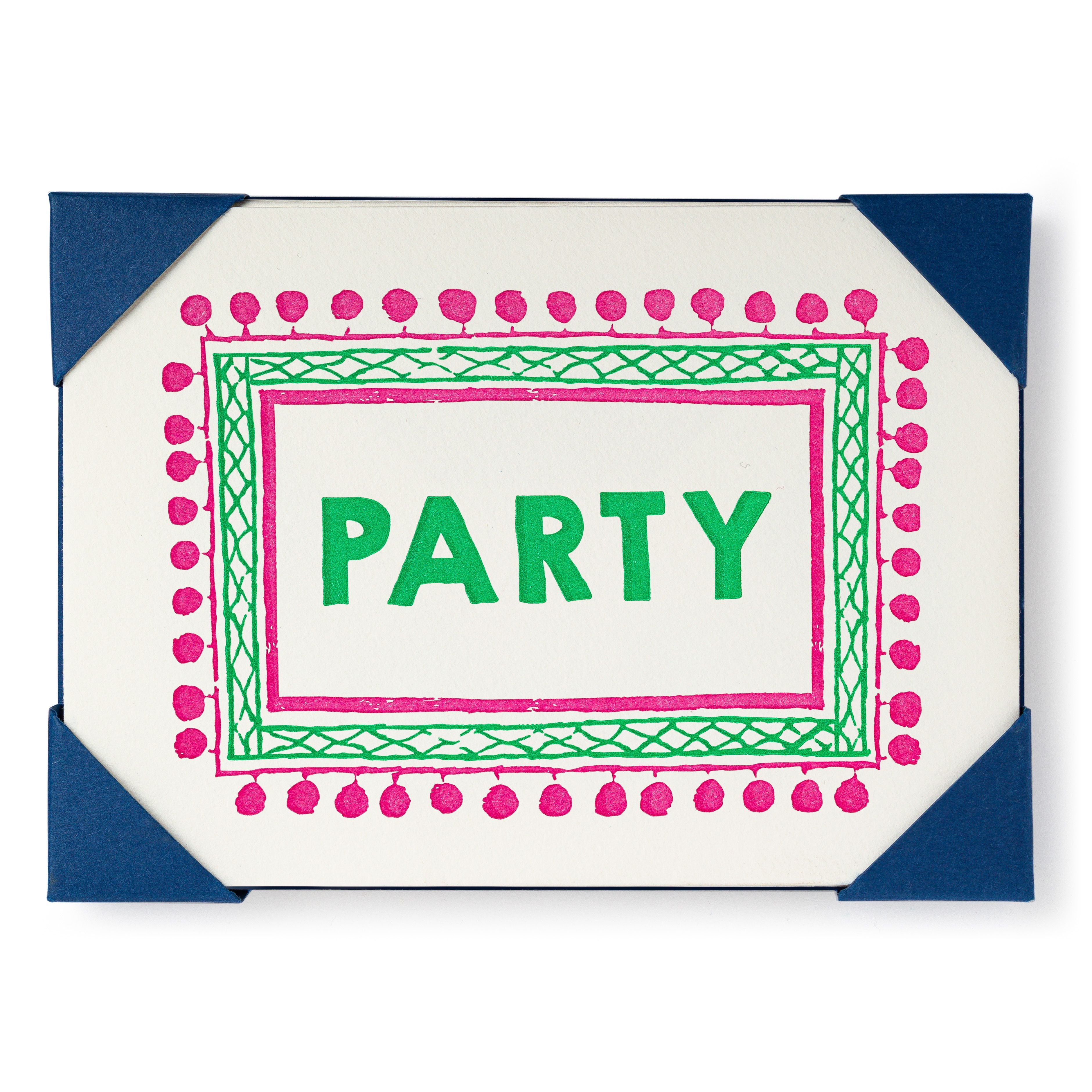 Party- 5 pack Letterpress Greeting Cards-  Archivist