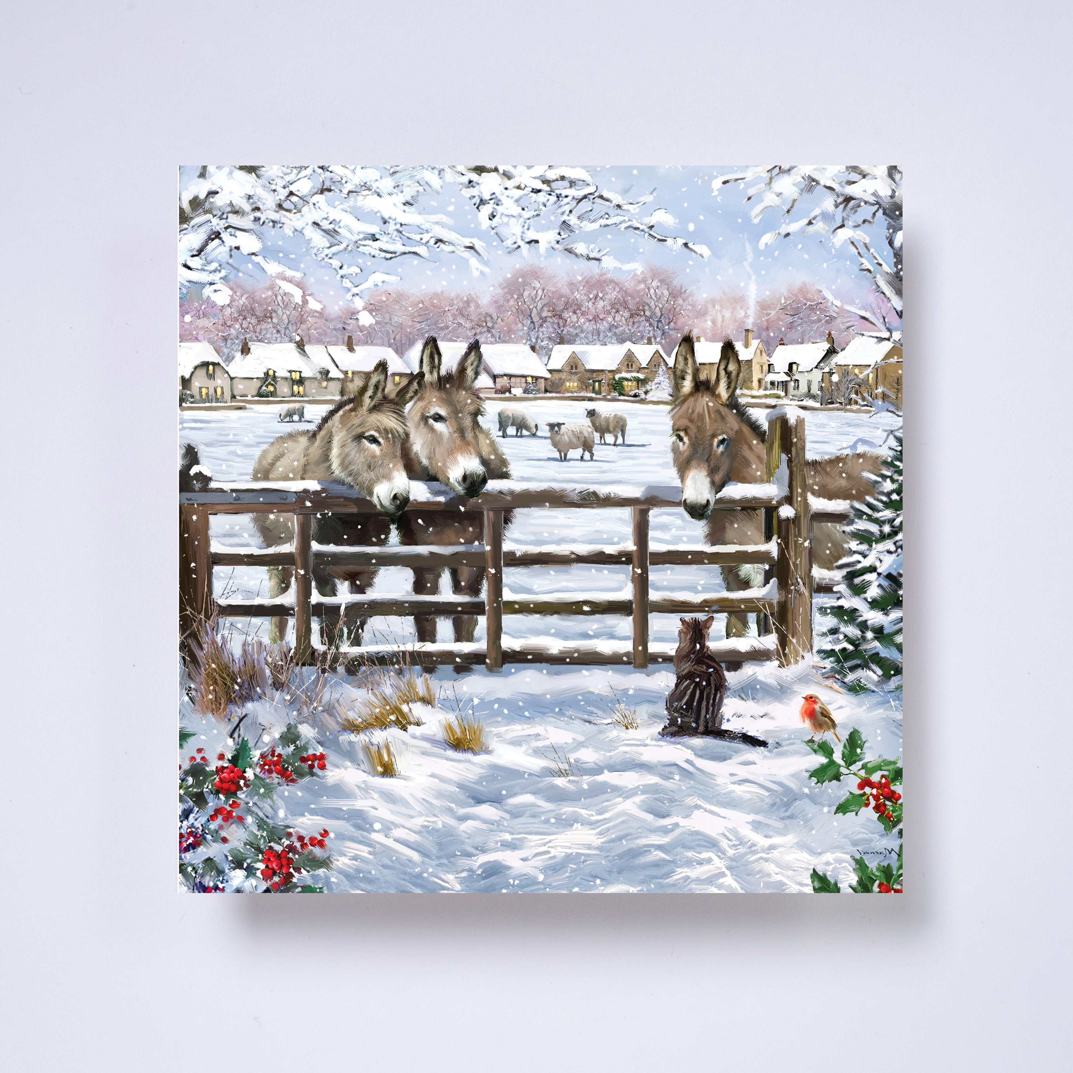 Donkey and friends - pack of 10 charity Christmas cards with envelopes