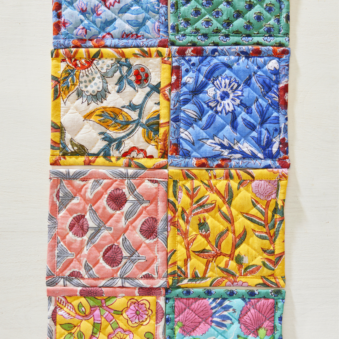 Floral Block Print Quilted Coaster | Namaste