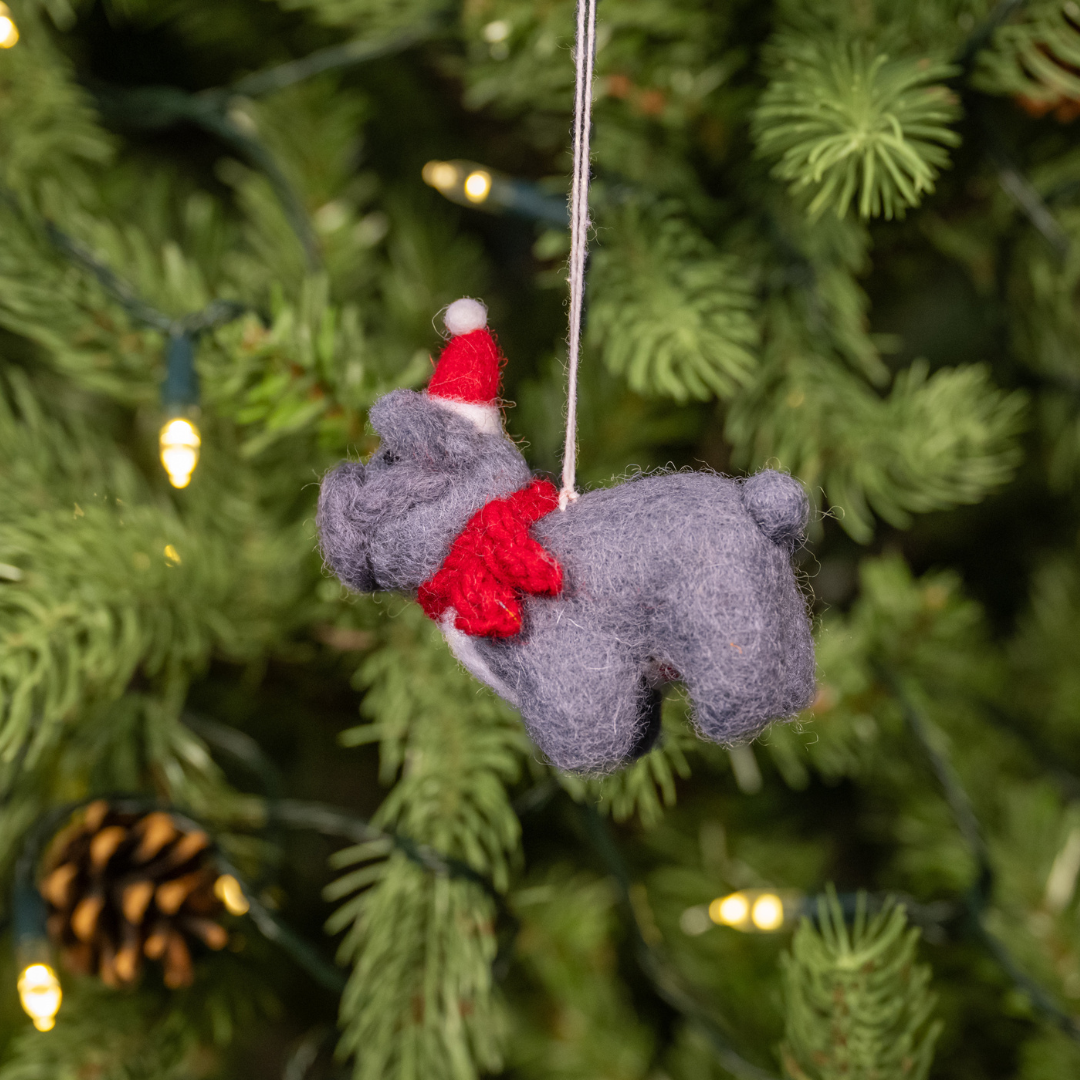 Christmas French Bull Dog | Handmade Felt Christmas Decoration