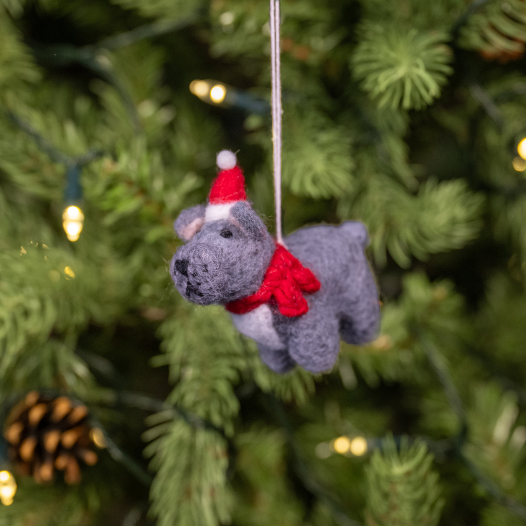 Christmas French Bull Dog | Handmade Felt Christmas Decoration