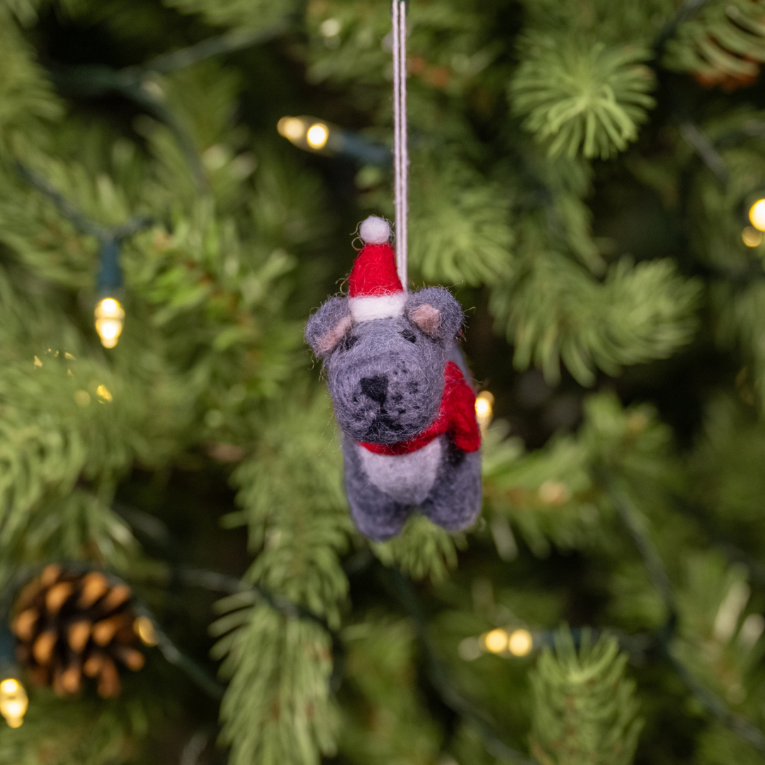 Christmas French Bull Dog | Handmade Felt Christmas Decoration