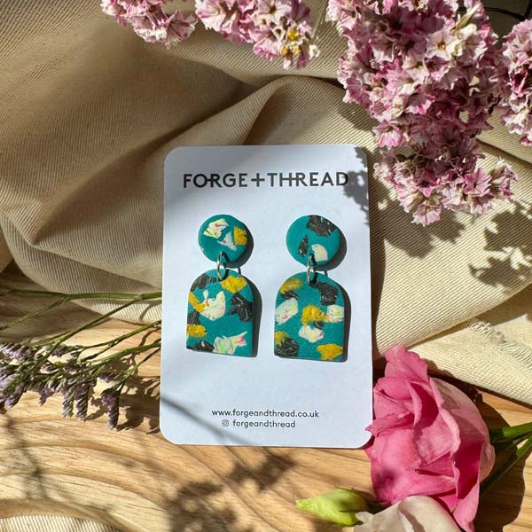 Green Terrazzo Arch Earring | Forge + Thread