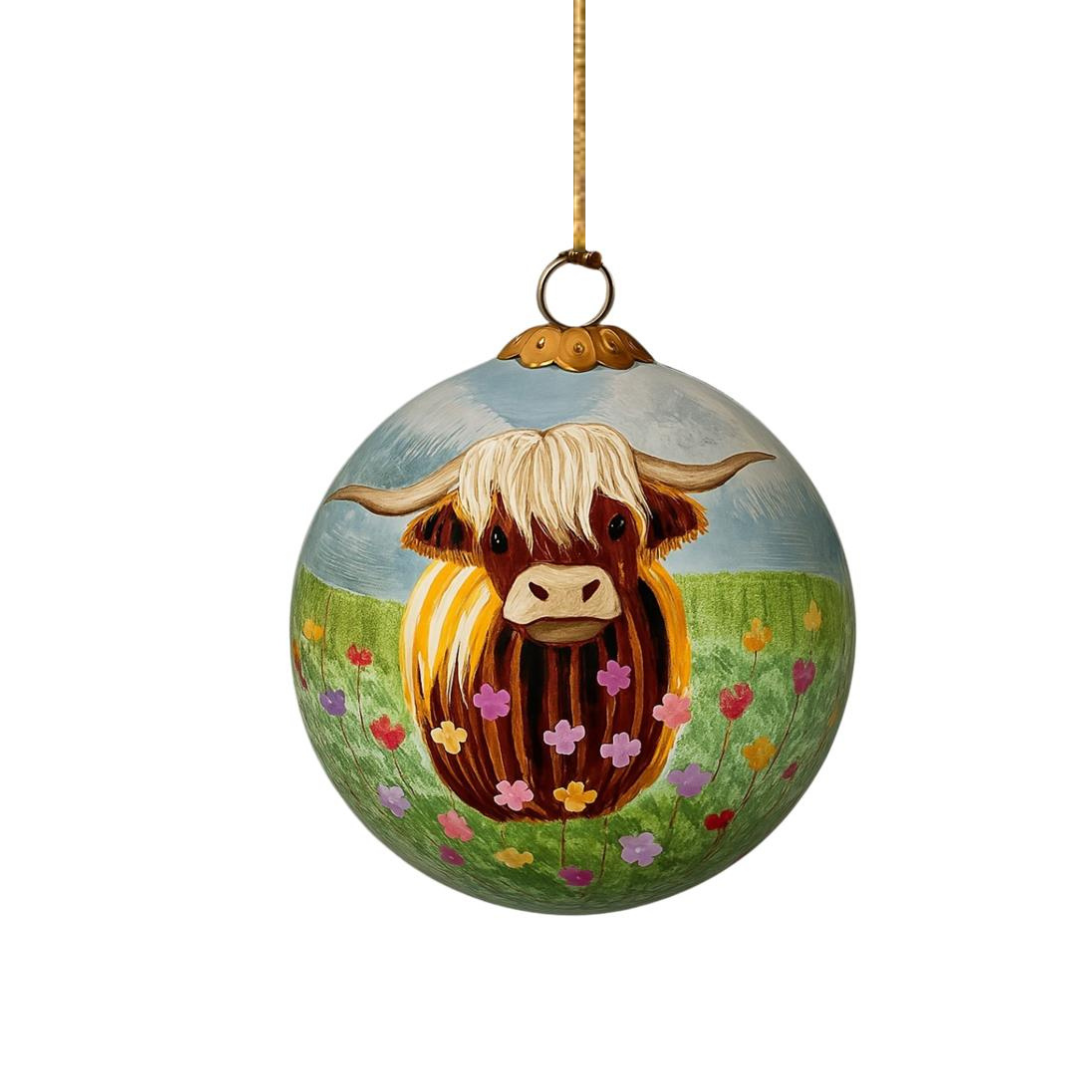 Highland Cow Hand Painted Christmas Bauble | British Red Cross Shop