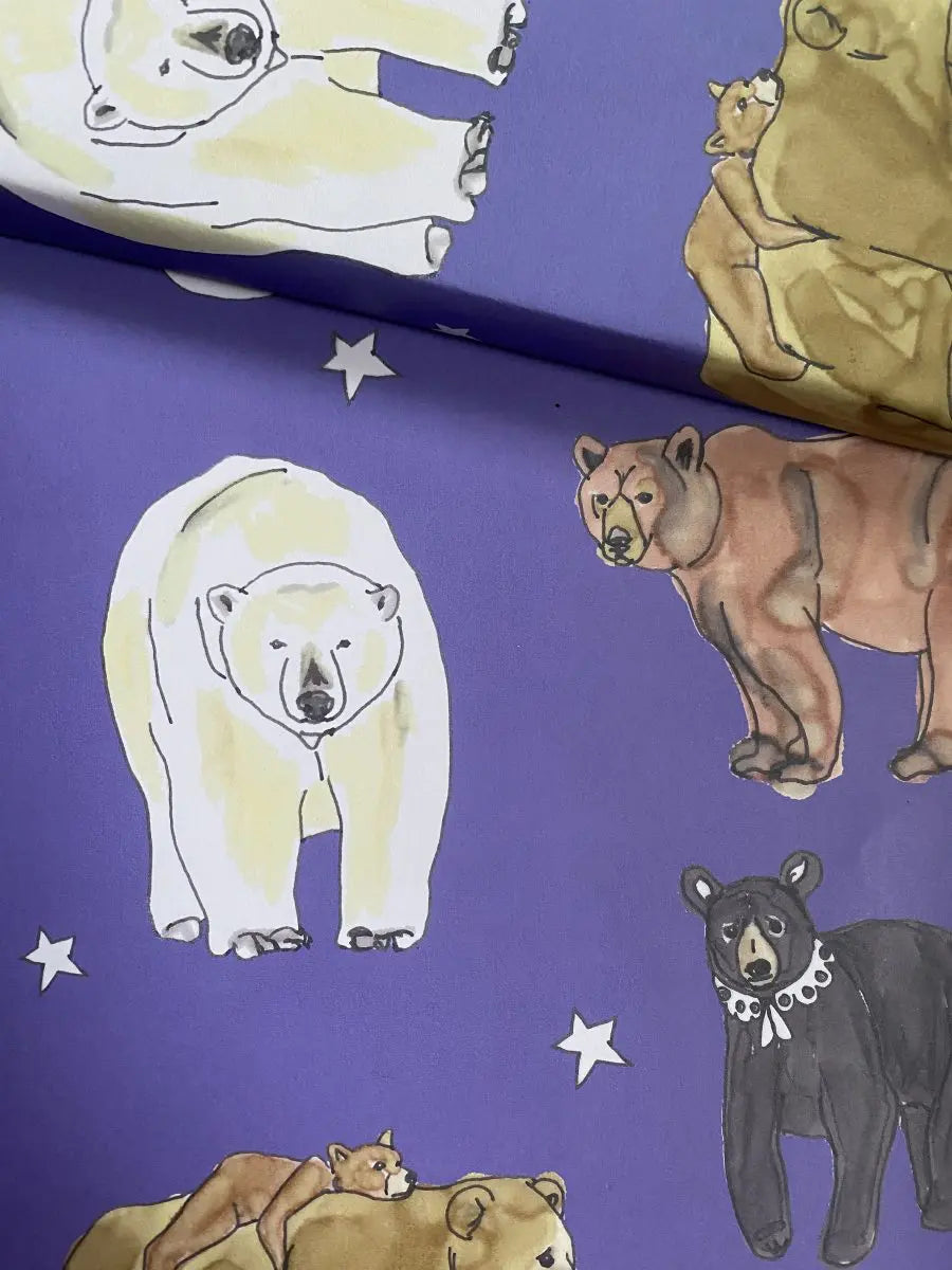 Moonlit Bear Wrapping Paper | Kat Draws It