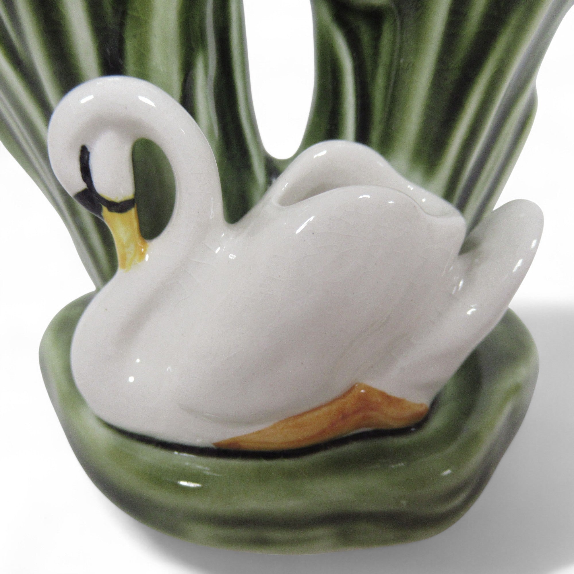 Close up of swan image of SylvaC Swan Double Posy Vase 9cm Ceramic 9cm #4393