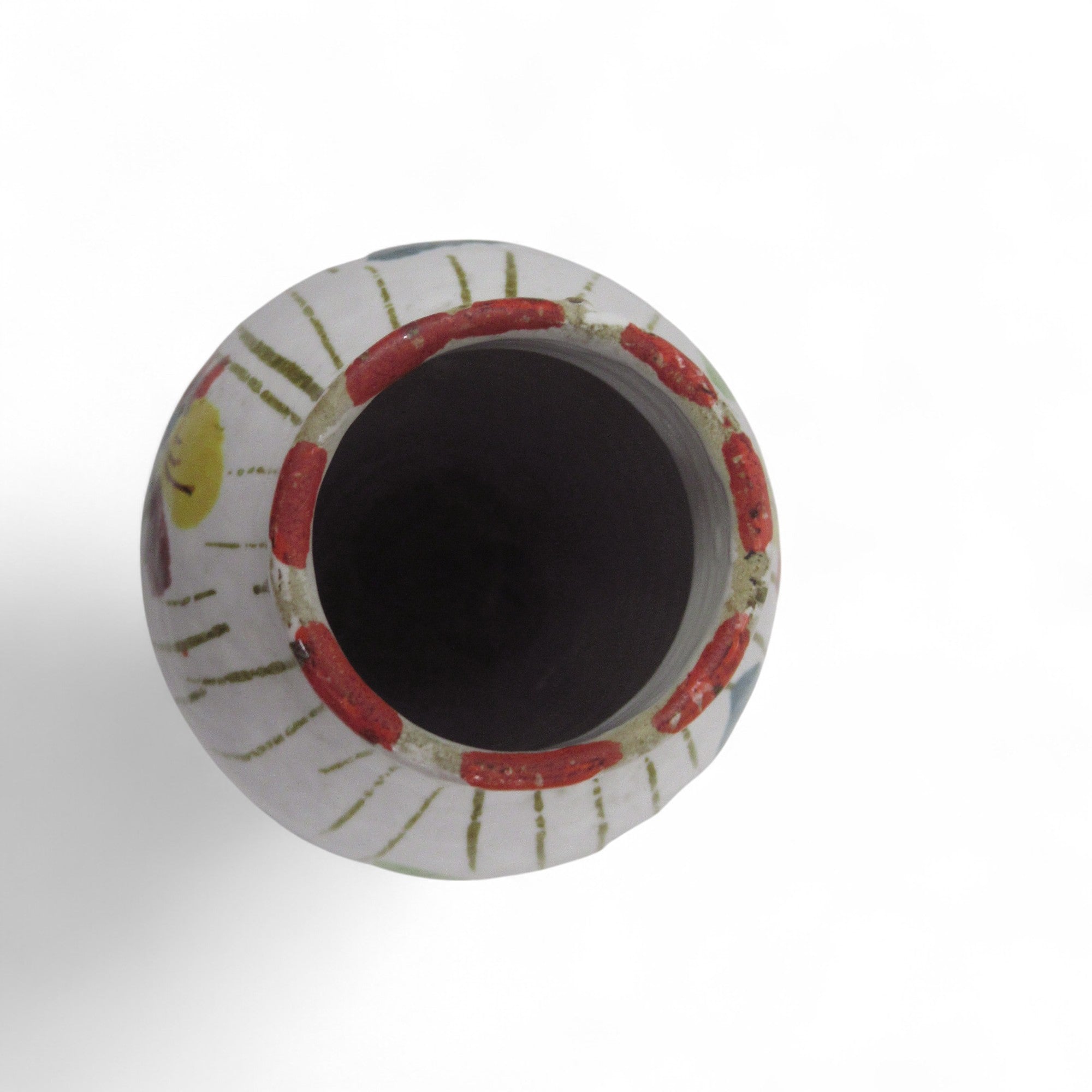 Top edge image of Italian Glazed Ceramic Bud Vase 14cm Multicoloured 