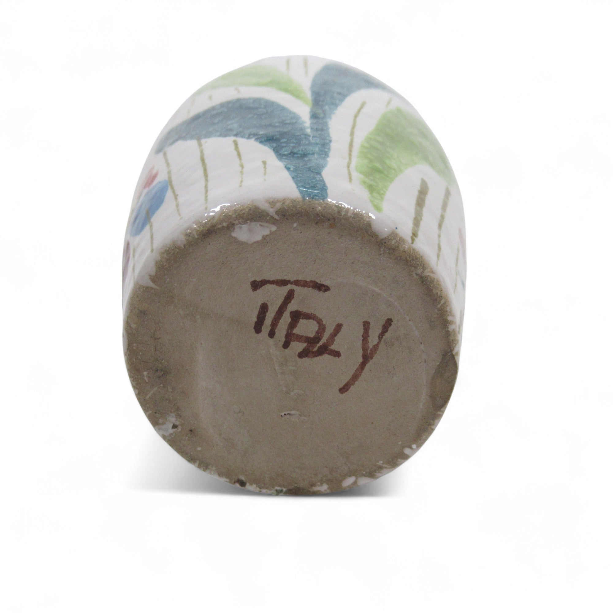 Underside image of Italian Glazed Ceramic Bud Vase 14cm Multicoloured 