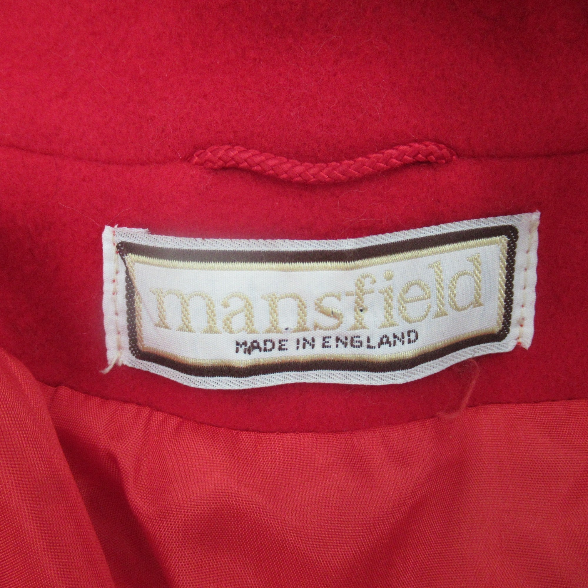 Brand label for Mansfield UK 14 Red Wool Cashmere Vintage Overcoat Womenswear | Preloved 