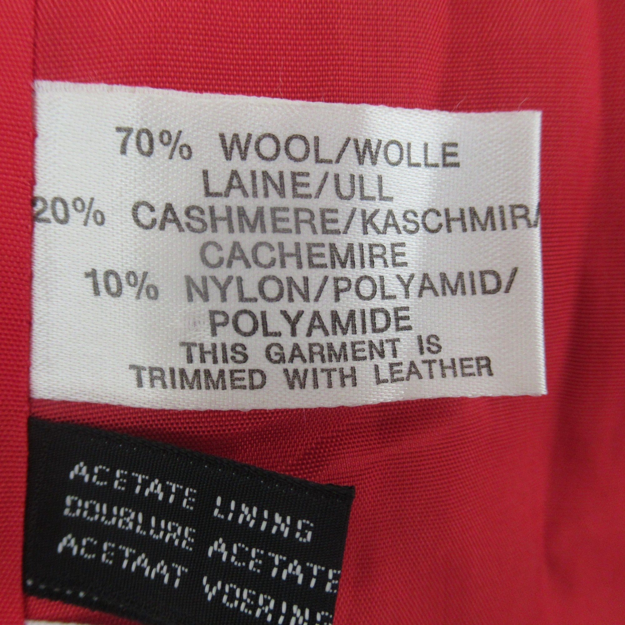 Care label for Mansfield UK 14 Red Wool Cashmere Vintage Overcoat Womenswear | Preloved 