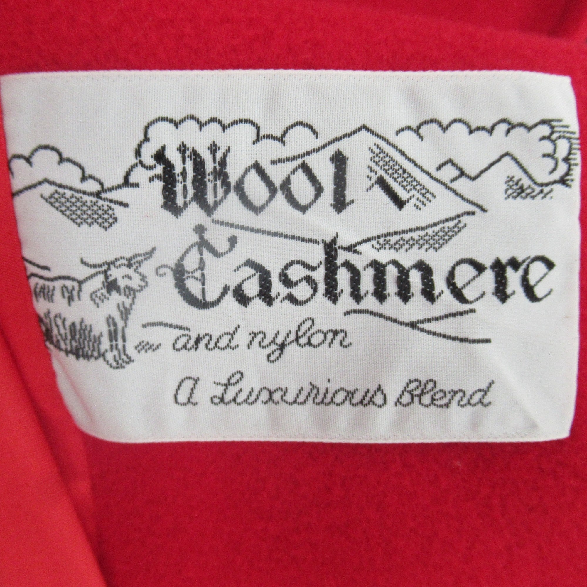 Material image for Mansfield UK 14 Red Wool Cashmere Vintage Overcoat Womenswear | Preloved 