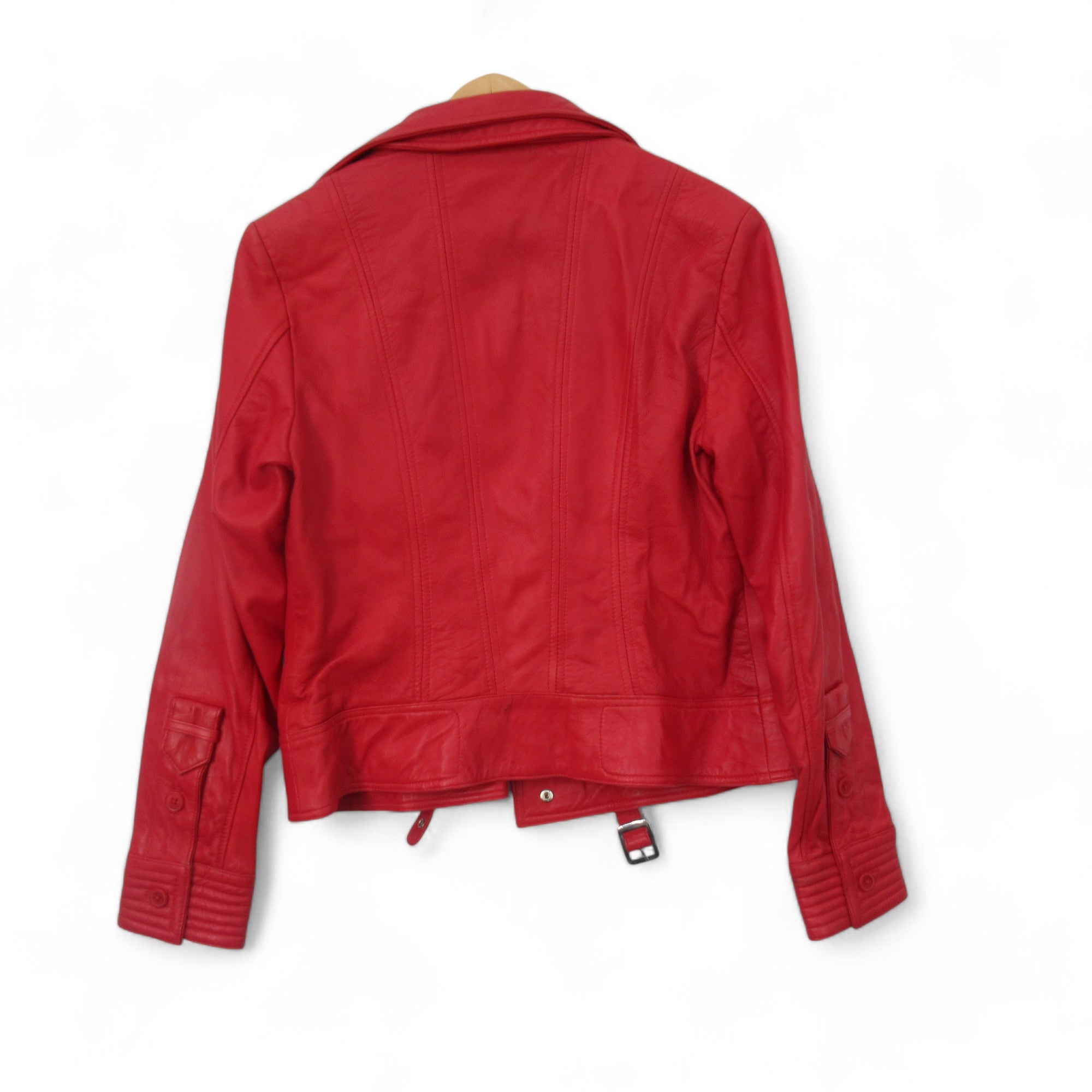 Back image for Carrie Hoxton UK 16 Red Leather Jacket Vintage Womenswear | Preloved 