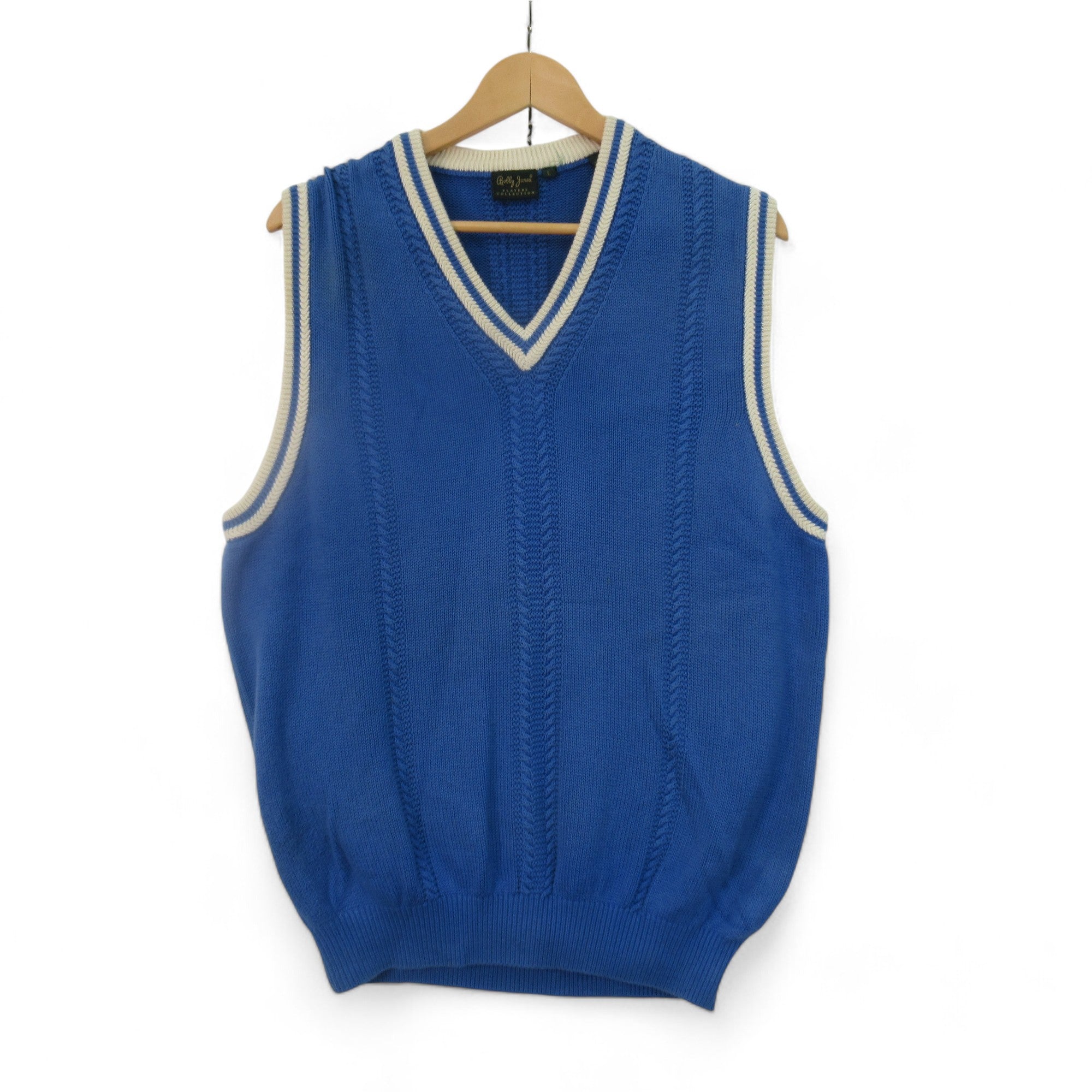 Front image for Bobby Jones Large Blue Tank Top Vintage Menswear | Preloved 