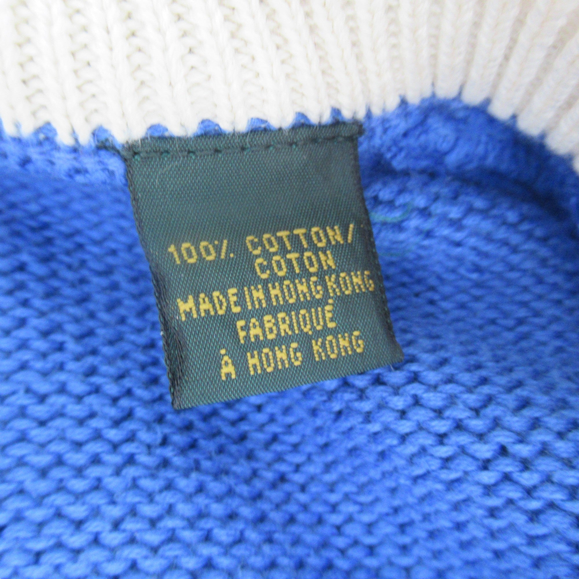 Care label image for Bobby Jones Large Blue Tank Top Vintage Menswear | Preloved 