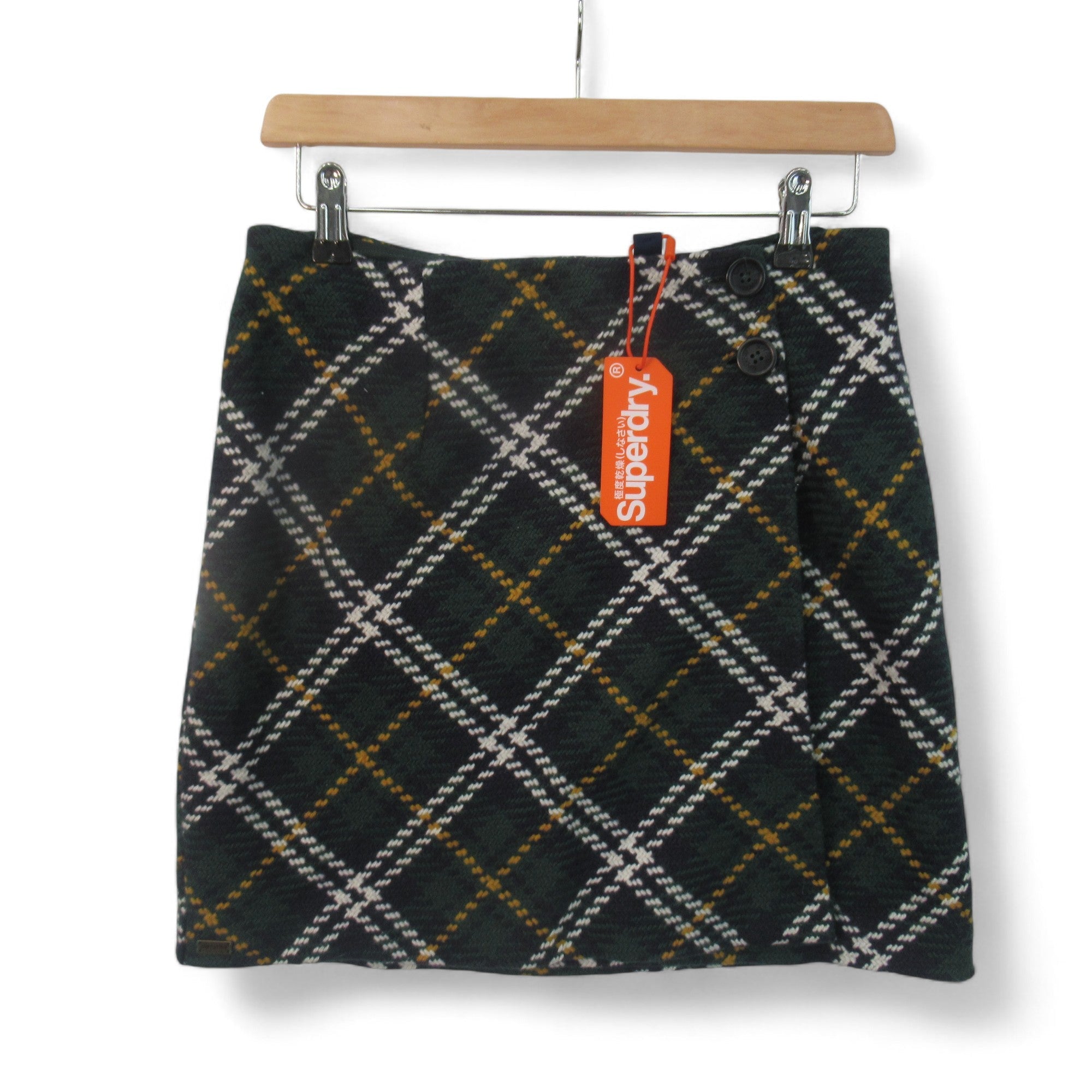 Front image for Superdry UK 10 Green Tartan Mini Skirt Womenswear | Preloved 