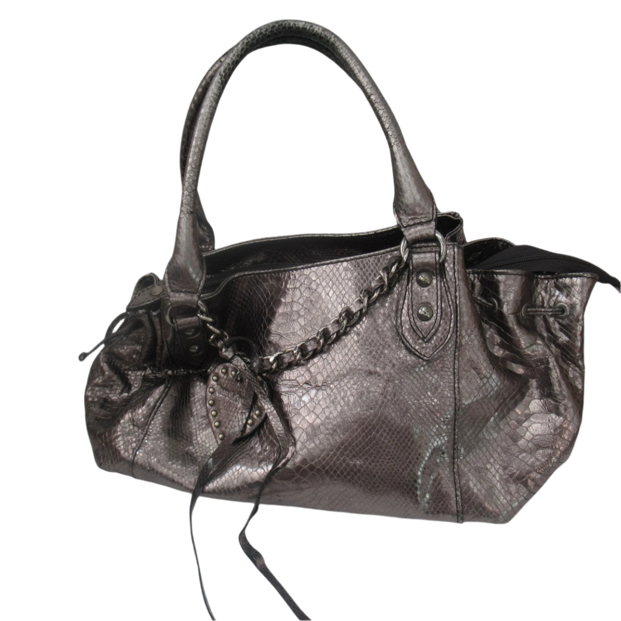 Front image for Russell & Bromley Medium Gunmetal Grey Handbag Womenswear | Preloved 