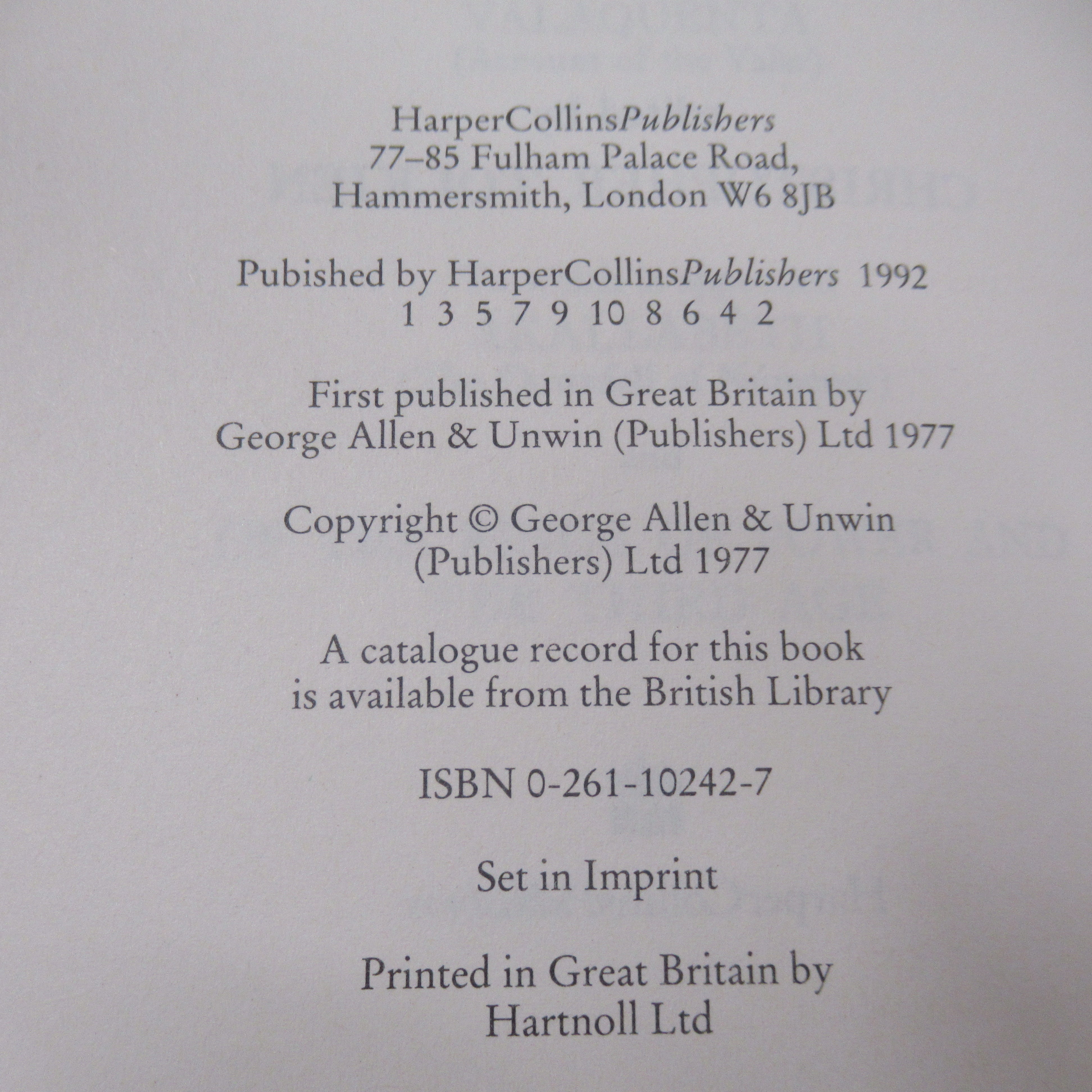 The Silmarillion Tolkien Harper Collins 1992 Hardcover Prelov