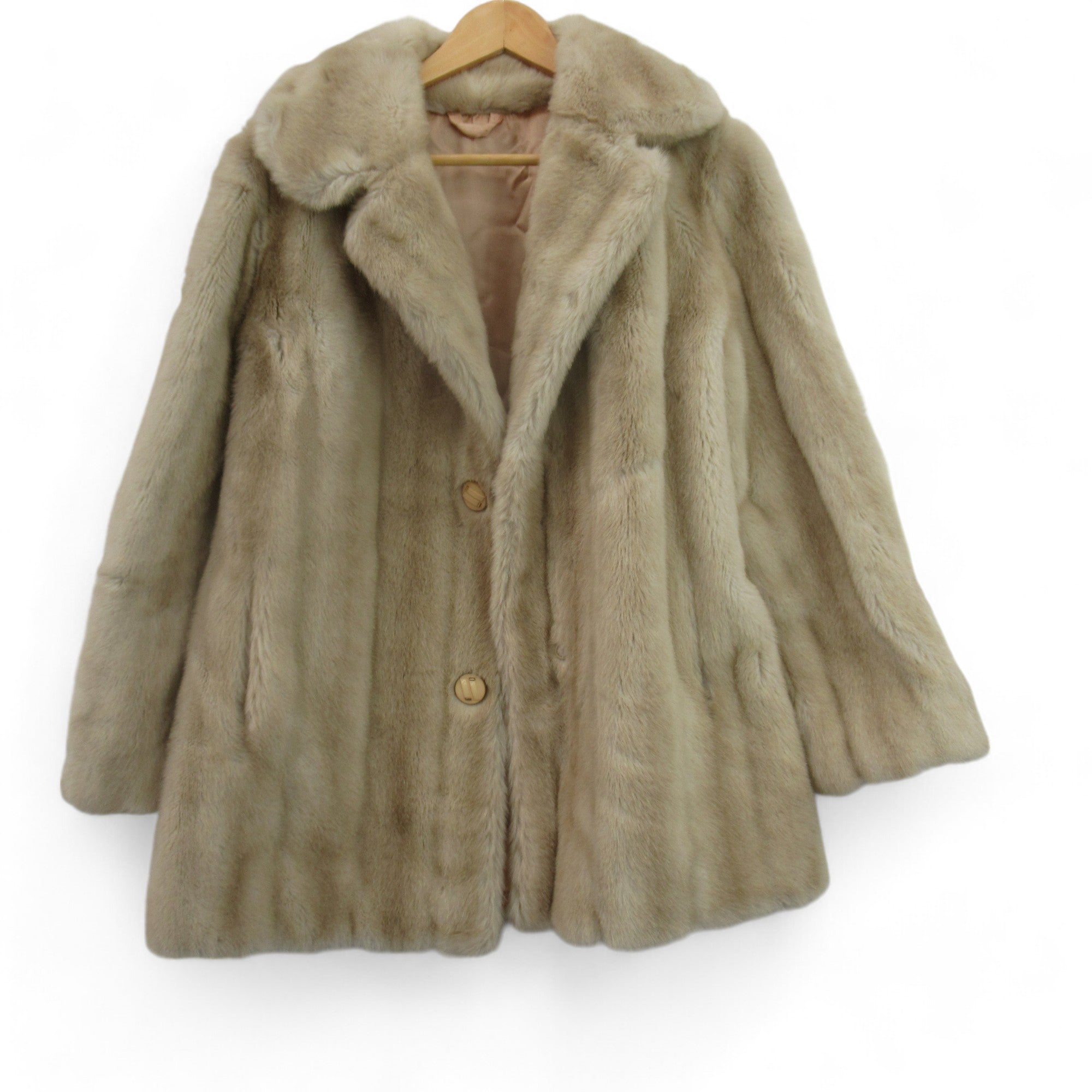 Front image for Tissavel Medium Beige Faux Fur Vintage Coat Womenswear | Preloved 