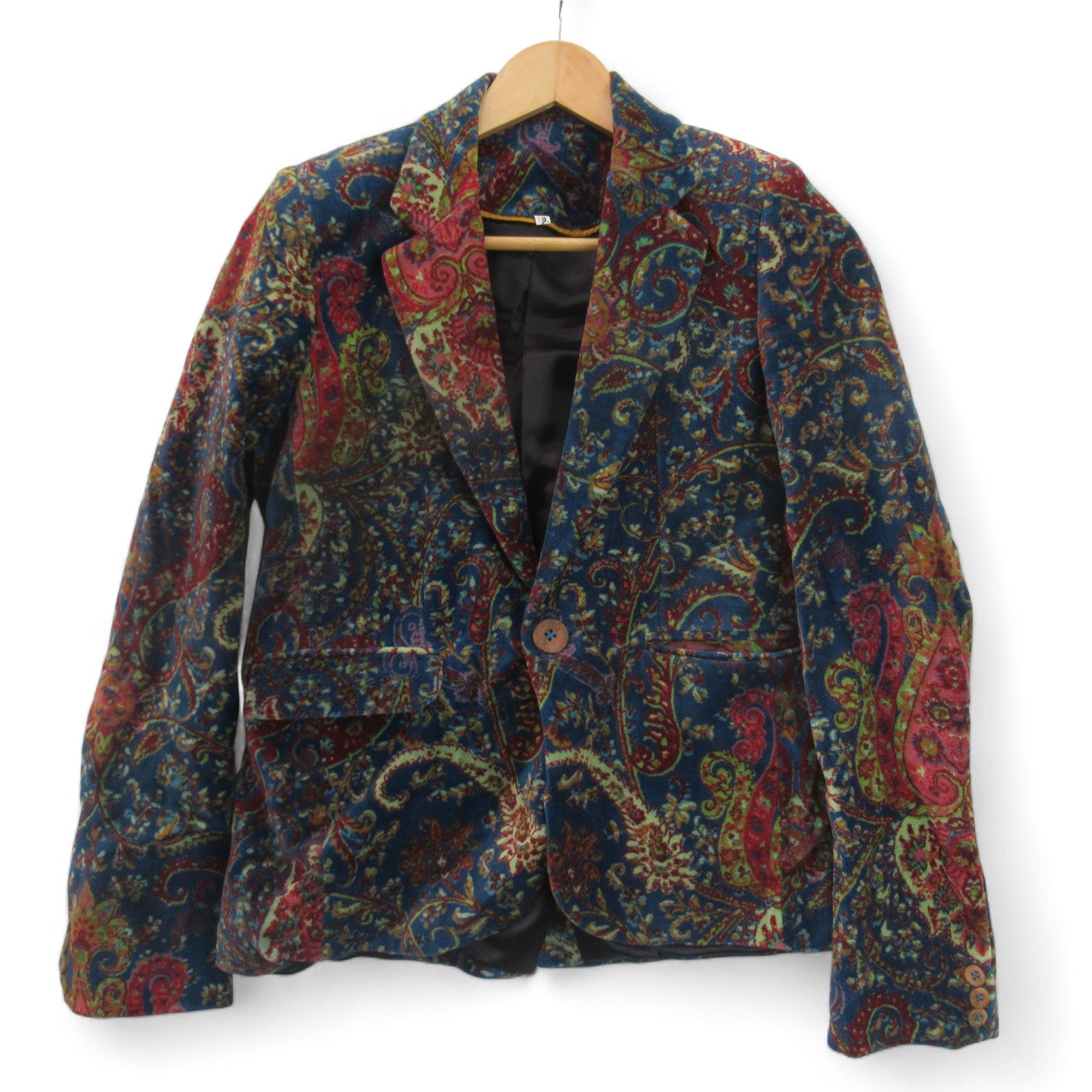 Front image for Daisy Snow Small Multicoloured Velvet Paisley Jacket Womenswear | Preloved 