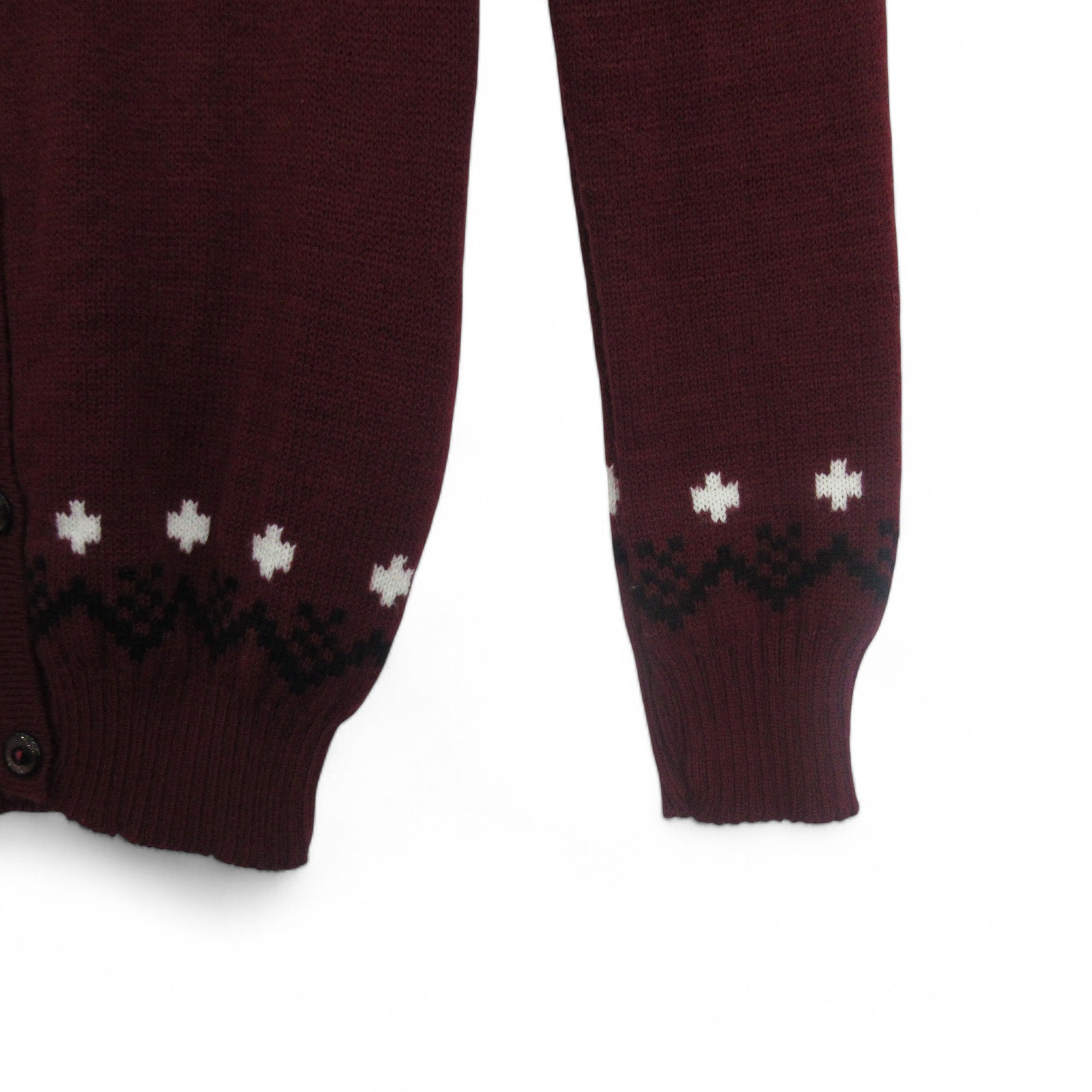 sleeve image for Fair Isle Vintage 8/10 Burgundy Knit Cardigan Womenswear | Preloved 