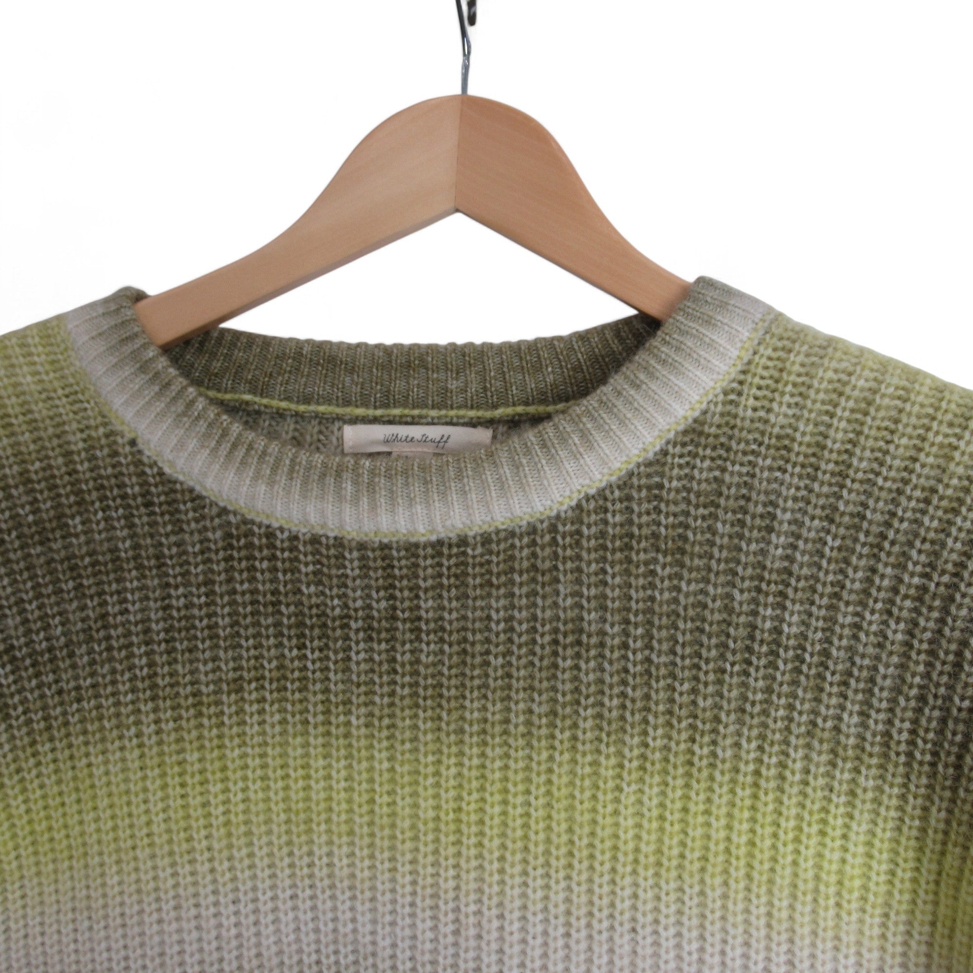 neckline image for White Stuff UK 8 Green Vintage Knit Jumper Womenswear | Preloved 