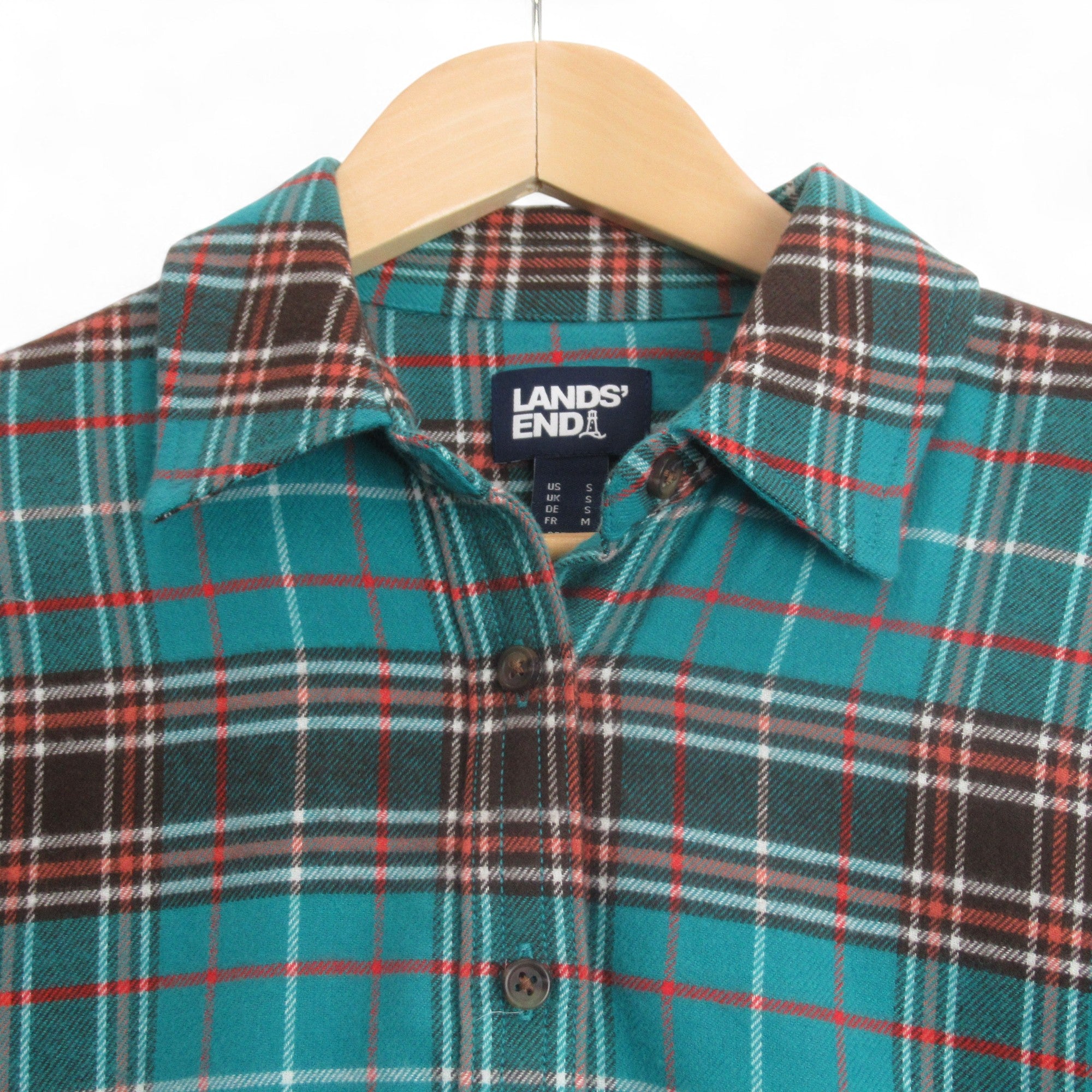 collar image for Lands End Small Multicoloured Check Shirt Womenswear | Preloved 