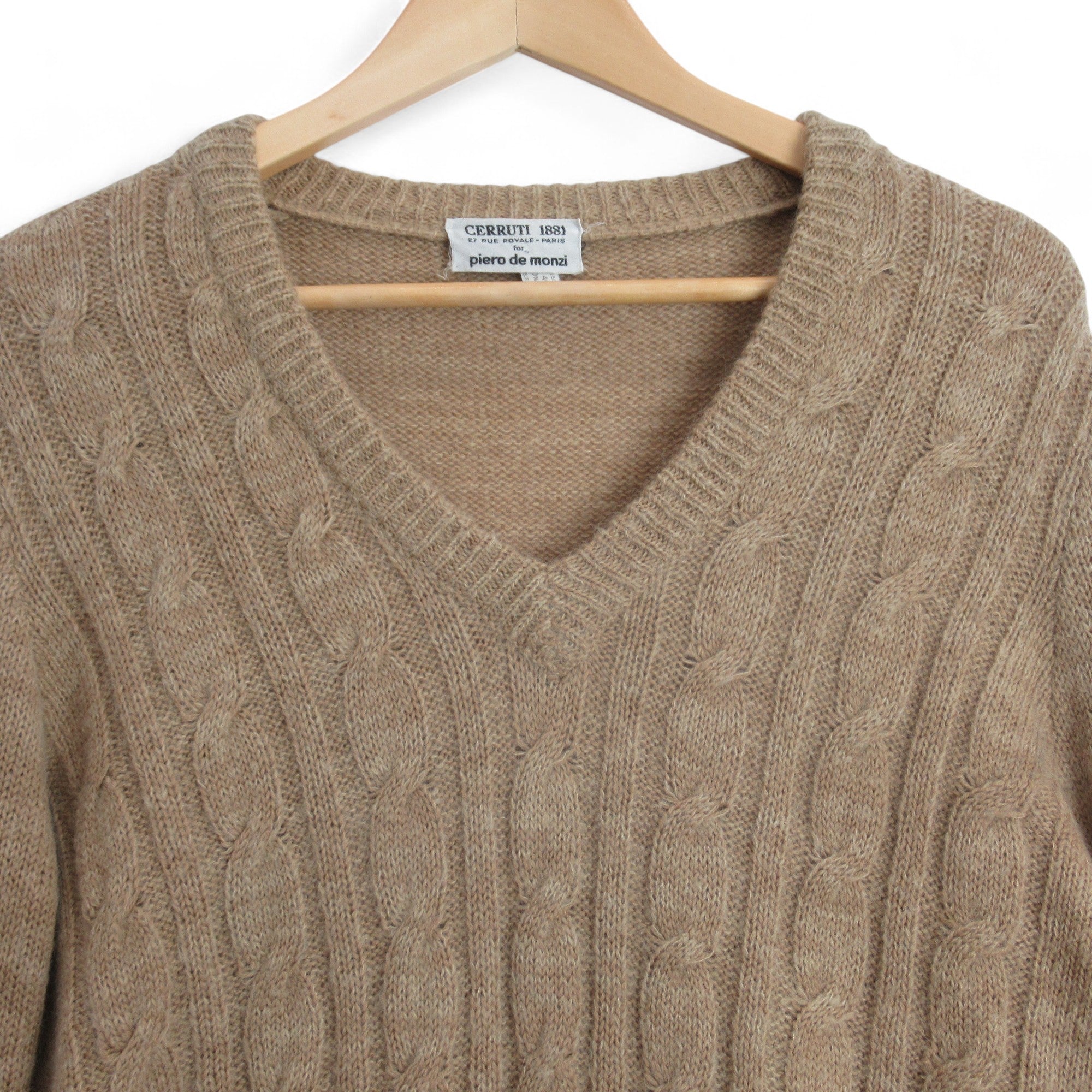 neck image for Cerruti 1881 Small Brown Vintage Knit Jumper Menswear | Preloved